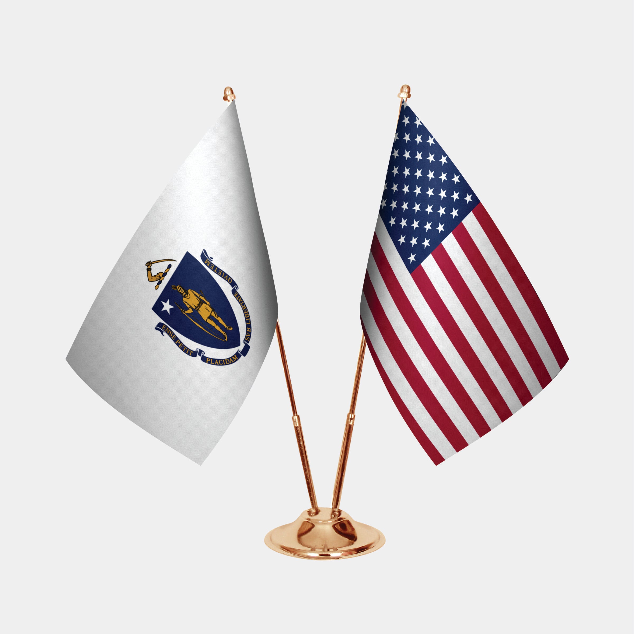 Massachusetts Gold Desk Flag