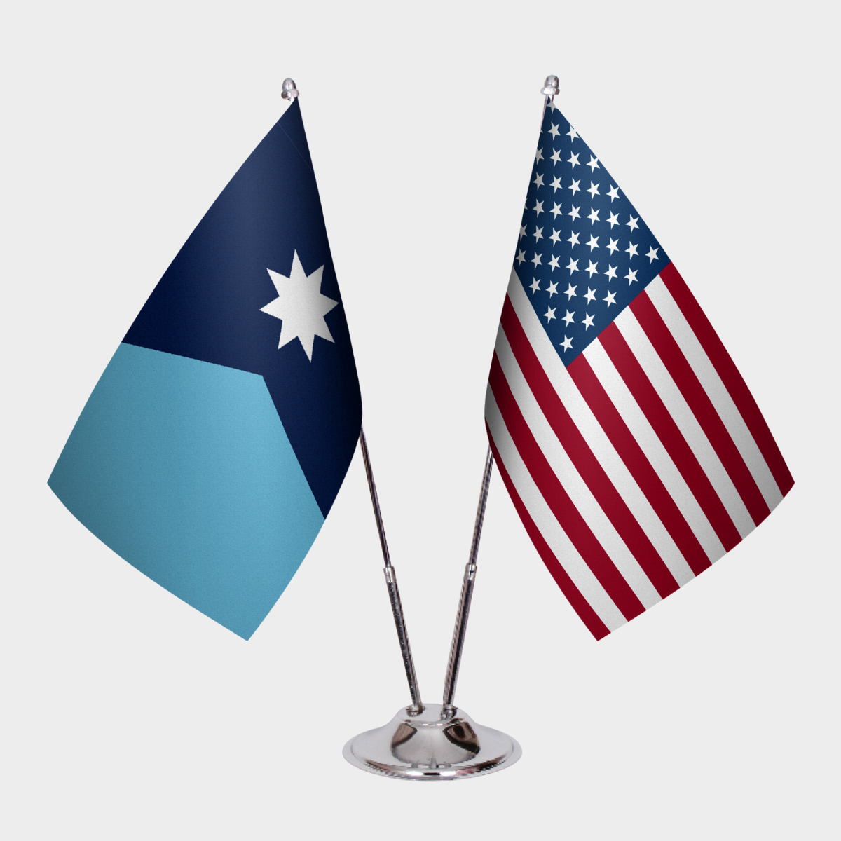 Minnesota & U.S. Desk Flag Set — Double Satin