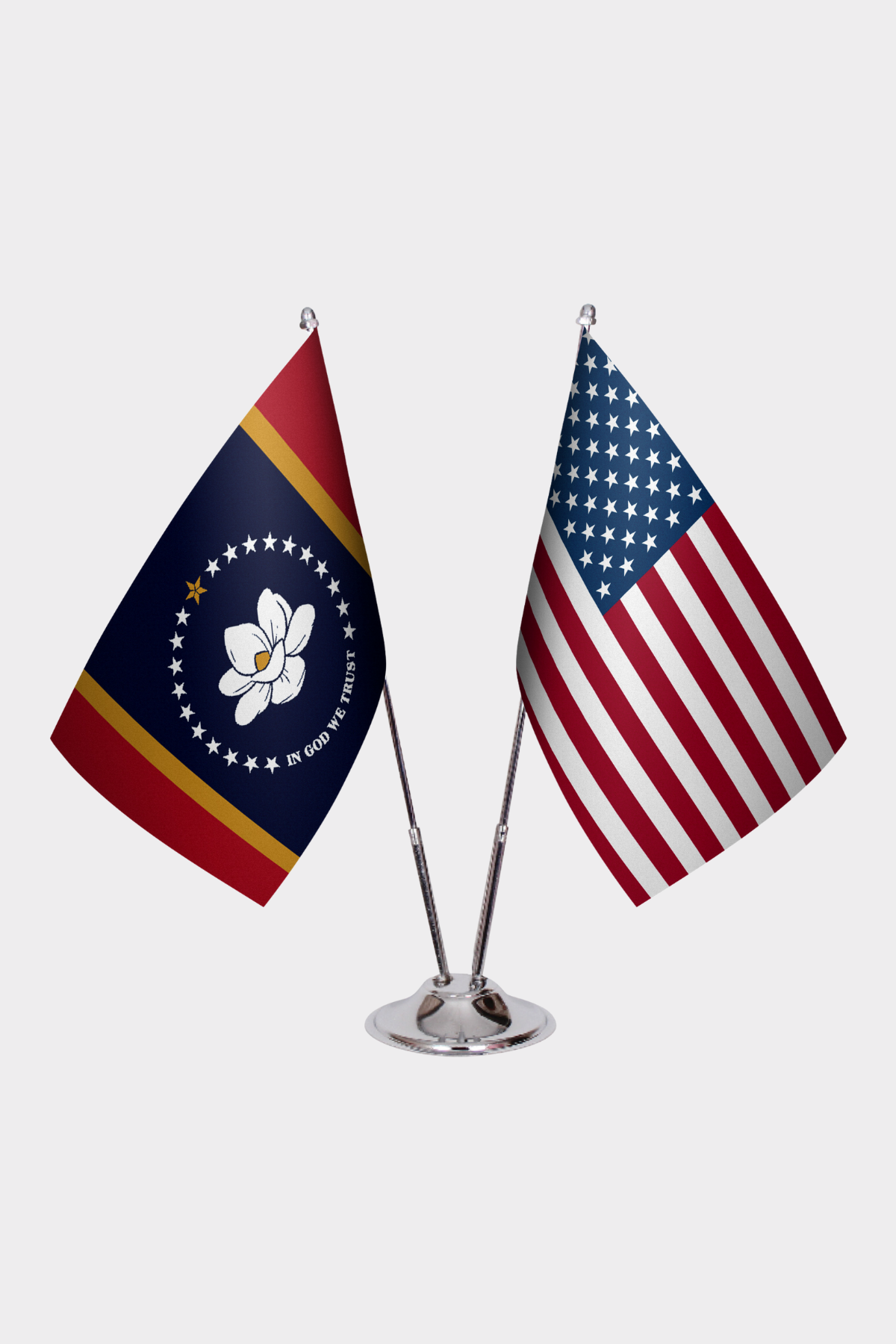 Mississippi & U.S. Desk Flag Set — Double Satin
