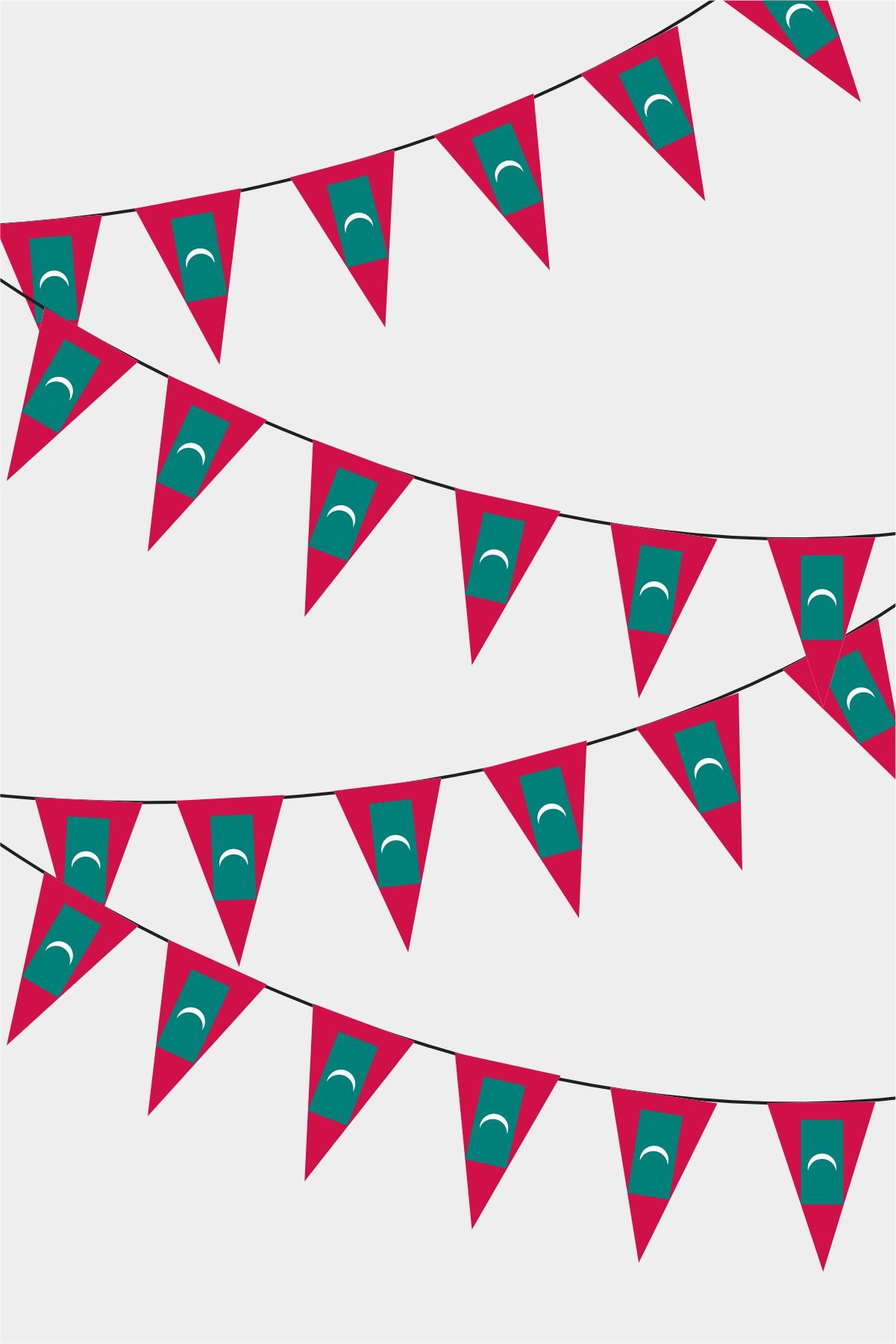Maldives Triangular Flag Bunting - 50 Meters Premium Pennant Flags for Party Decoration | Professional Quality Raschel Fabric