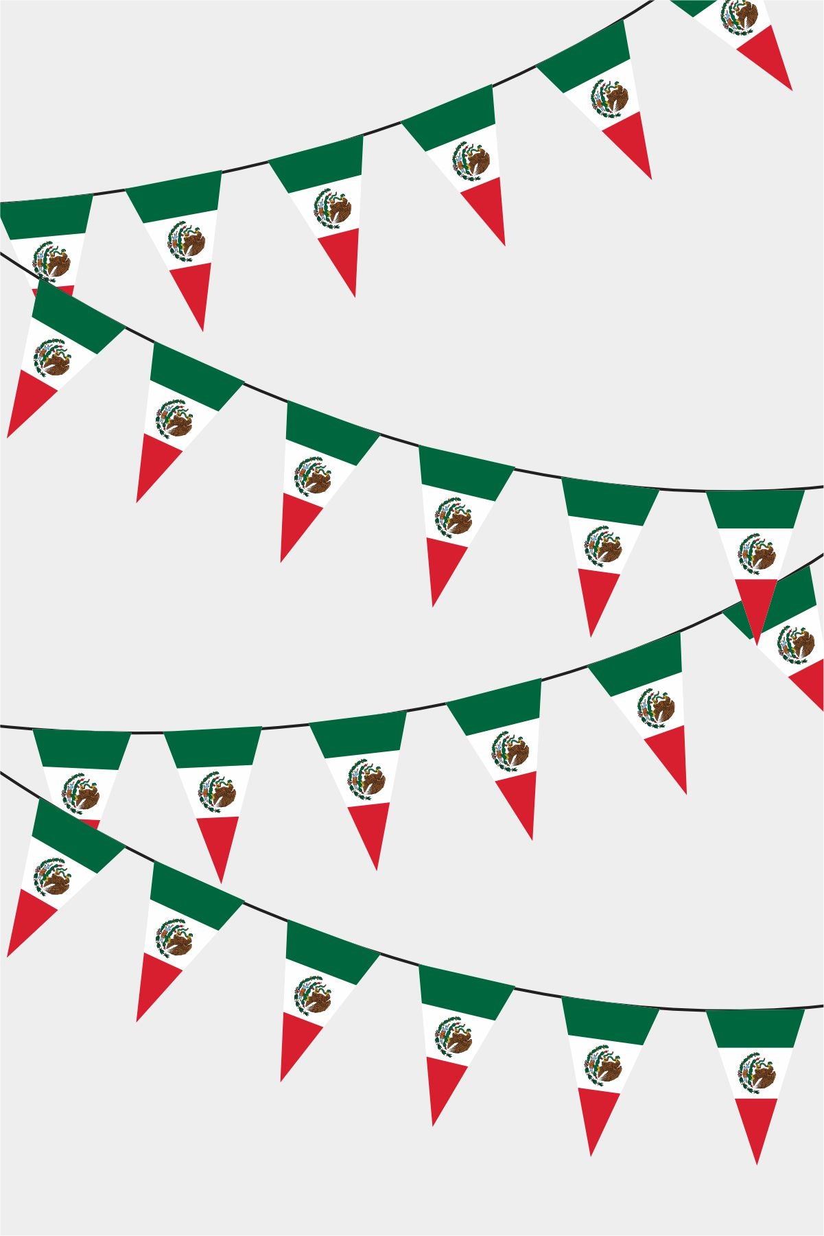 Mexican Triangular Flag Bunting - 50 Meters Premium Pennant Flags for Party Decoration | Professional Quality Raschel Fabric