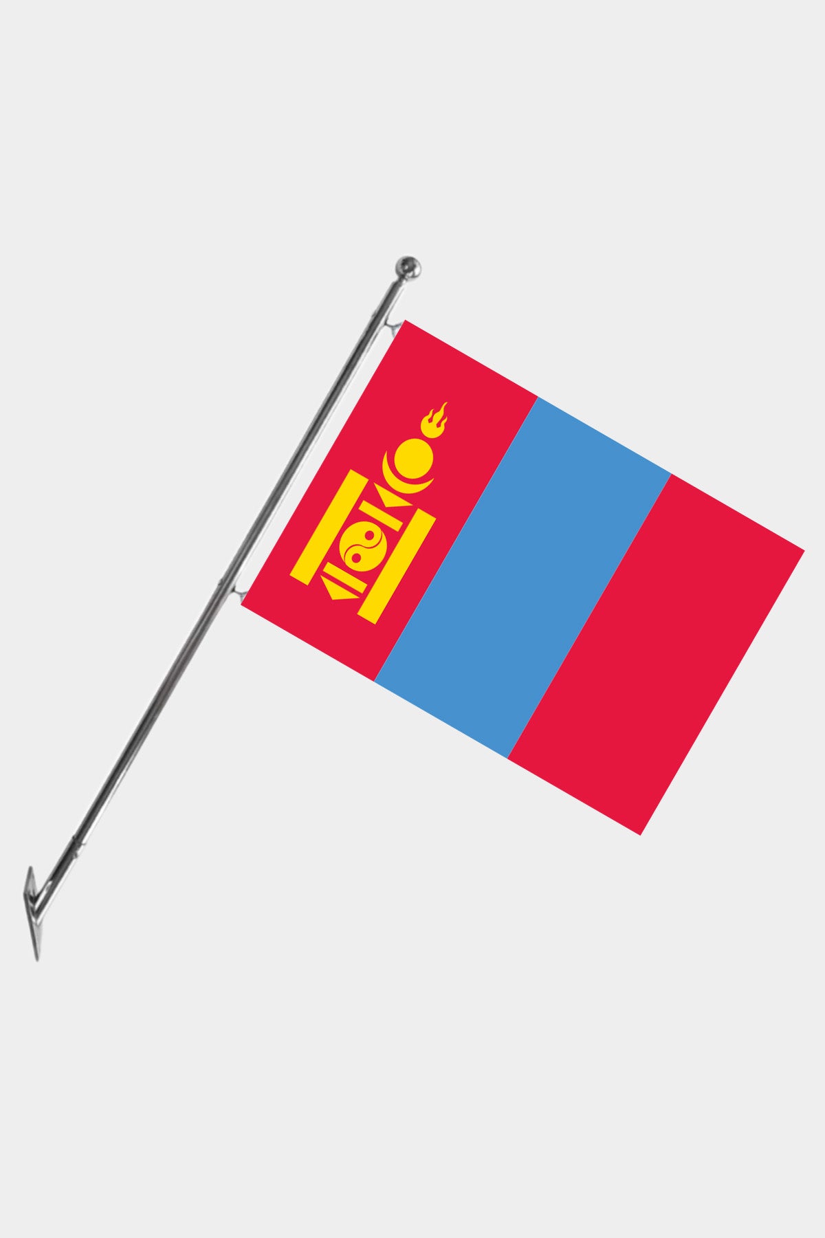 Mongolia Wall-Mounted Telescopic Flagpole Set — Polyester