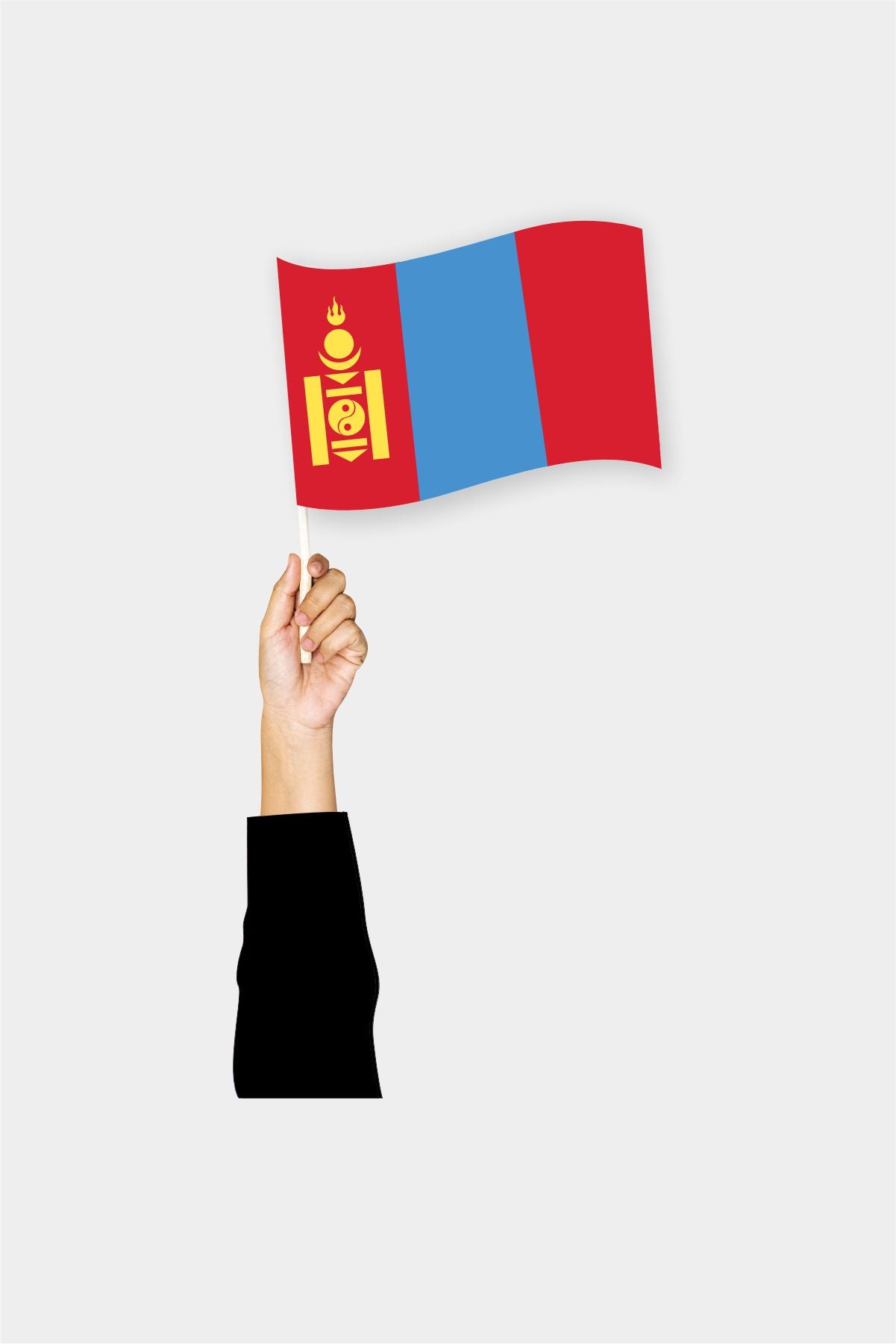 Mongolia handheld flag on stick - durable polyester country flag for events and parades