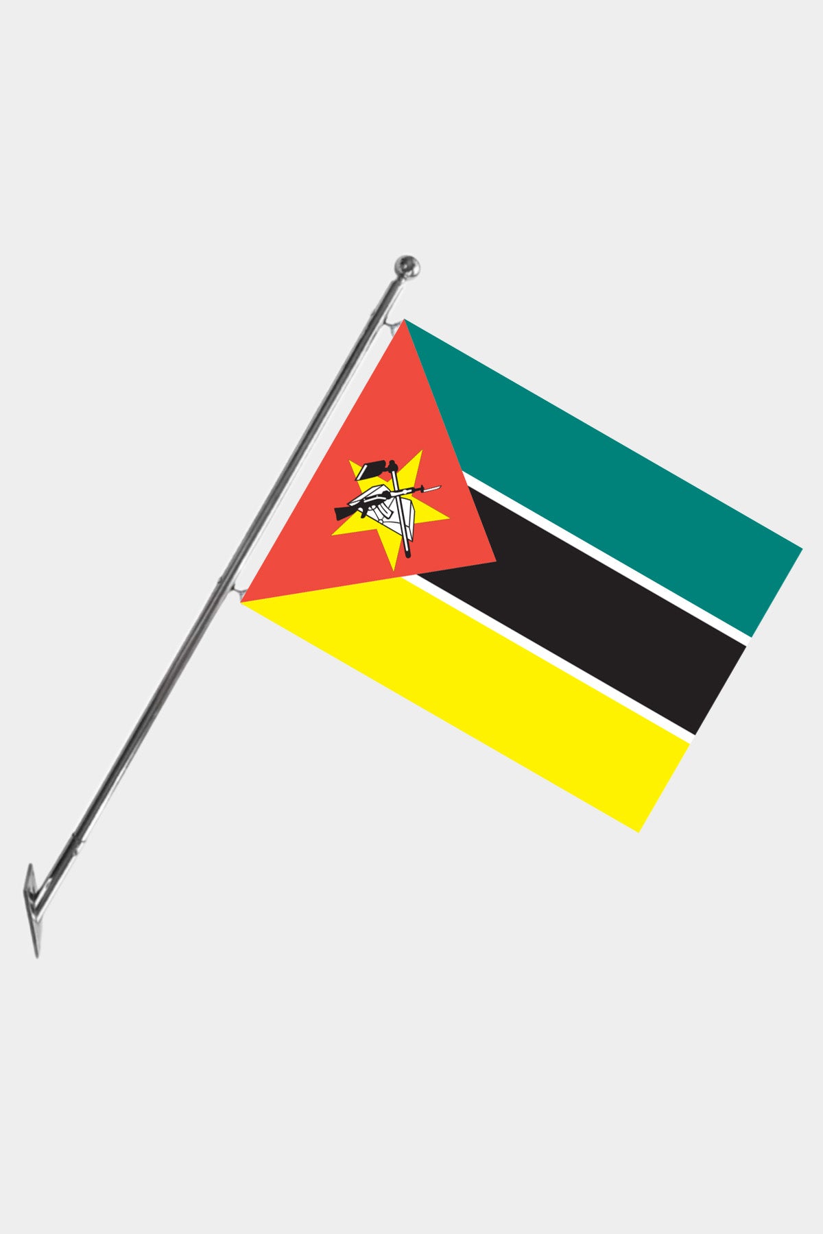 Mozambique Wall-Mounted Telescopic Flagpole Set — Polyester