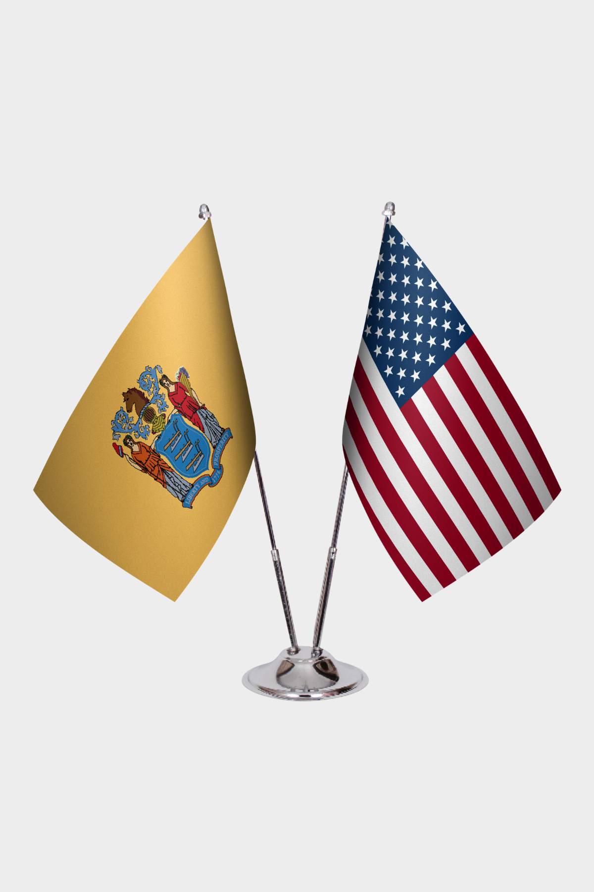 New Jersey & U.S. Desk Flag Set — Double Satin