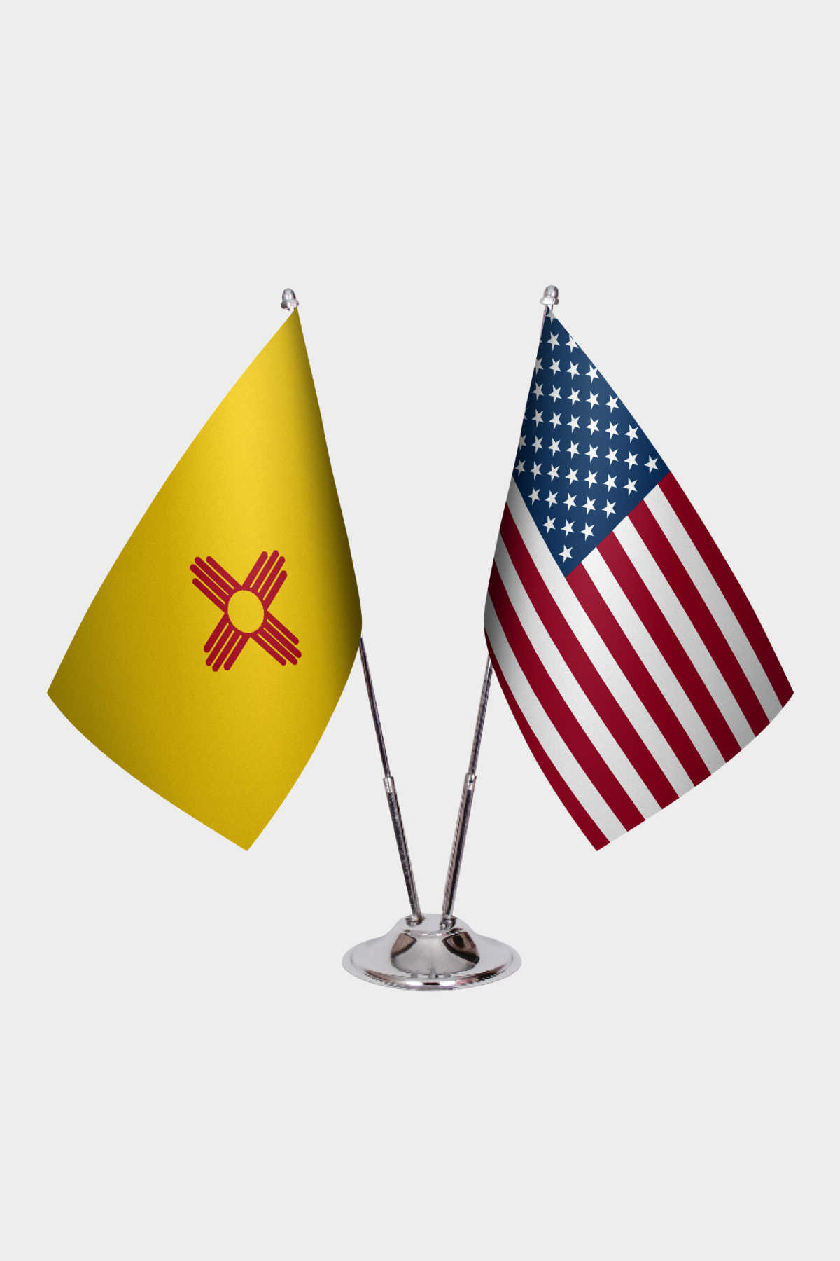 New Mexico & U.S. Desk Flag Set — Double Satin