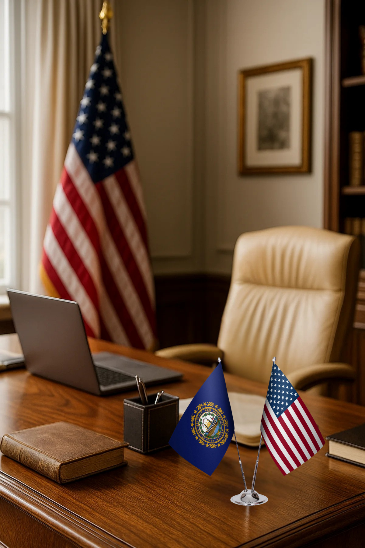 New Hampshire Gold Desk Flag