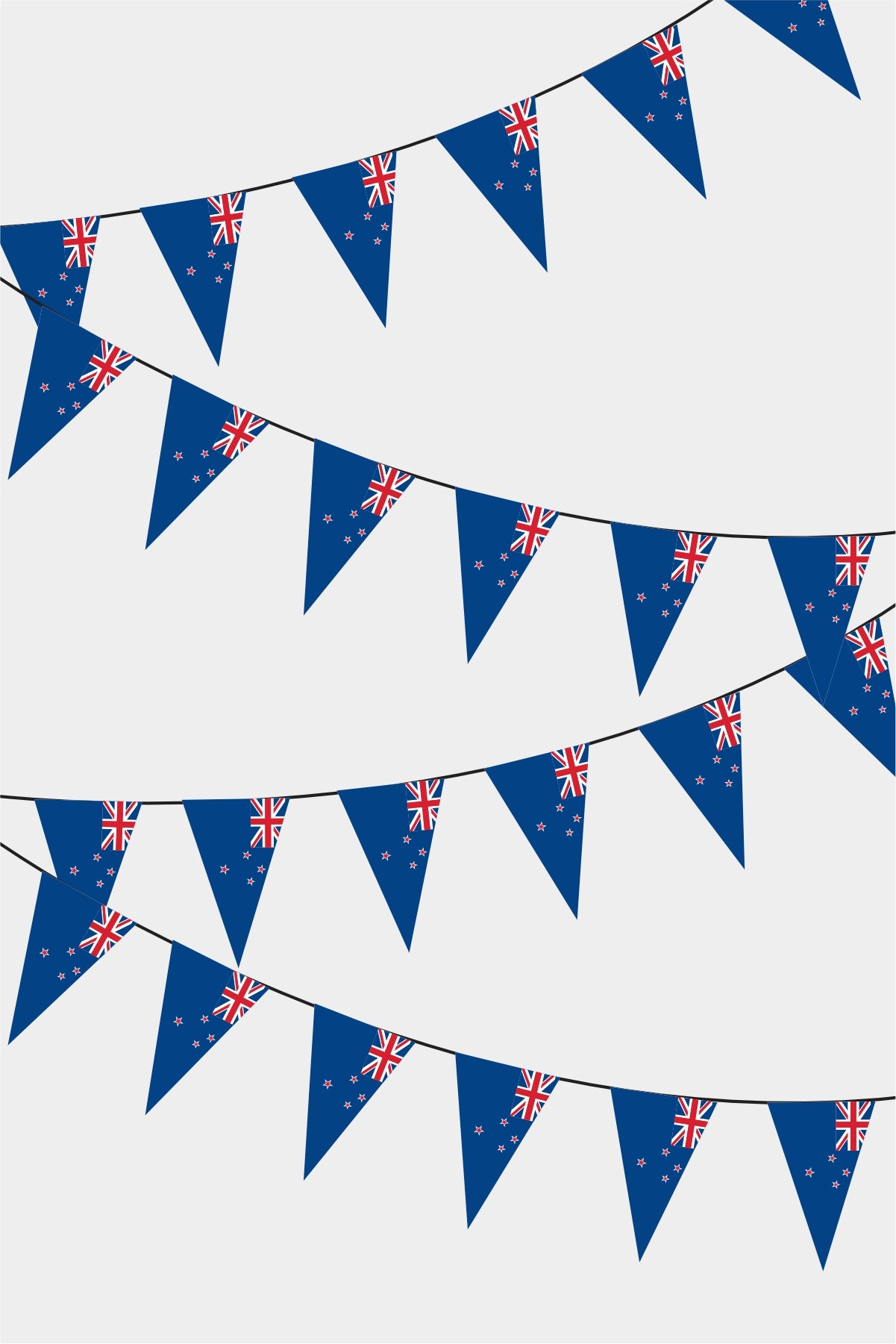 New Zealand Triangular Flag Bunting - 50 Meters Premium Pennant Flags for Party Decoration | Professional Quality Raschel Fabric