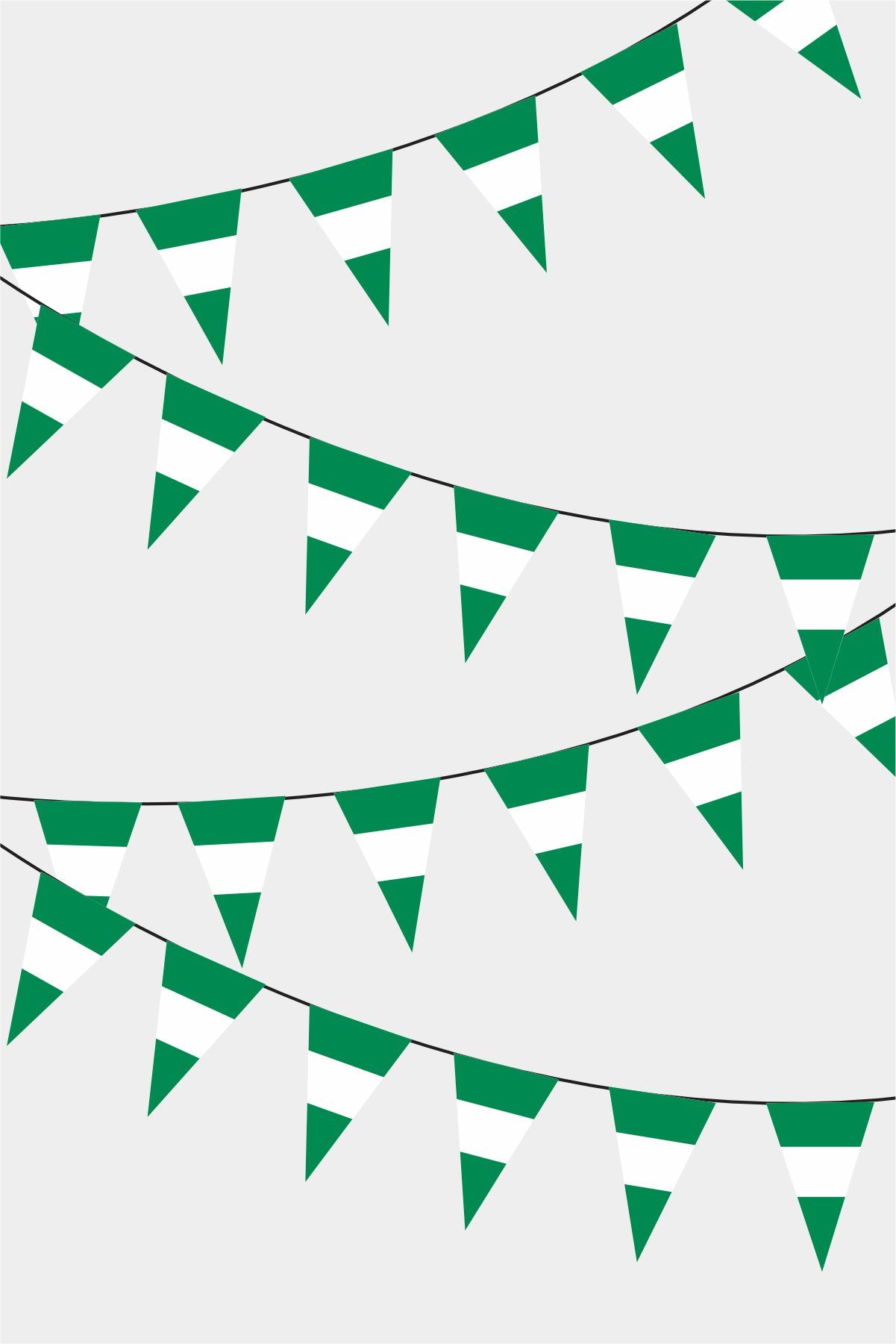 Nigeria Triangular Flag Bunting - 50 Meters Premium Pennant Flags for Party Decoration | Professional Quality Raschel Fabric