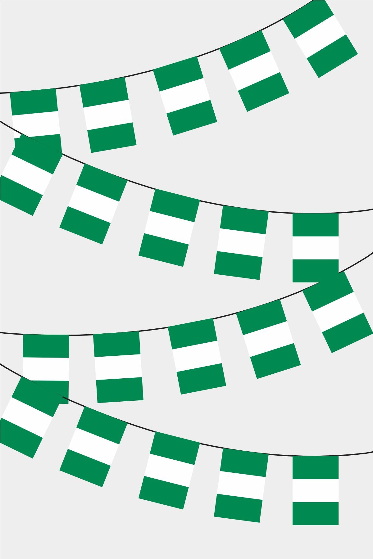 Nigeria Rectangular Flag Bunting - 50 Meters Premium String Flags for Party Decoration | Professional Quality Raschel Fabric
