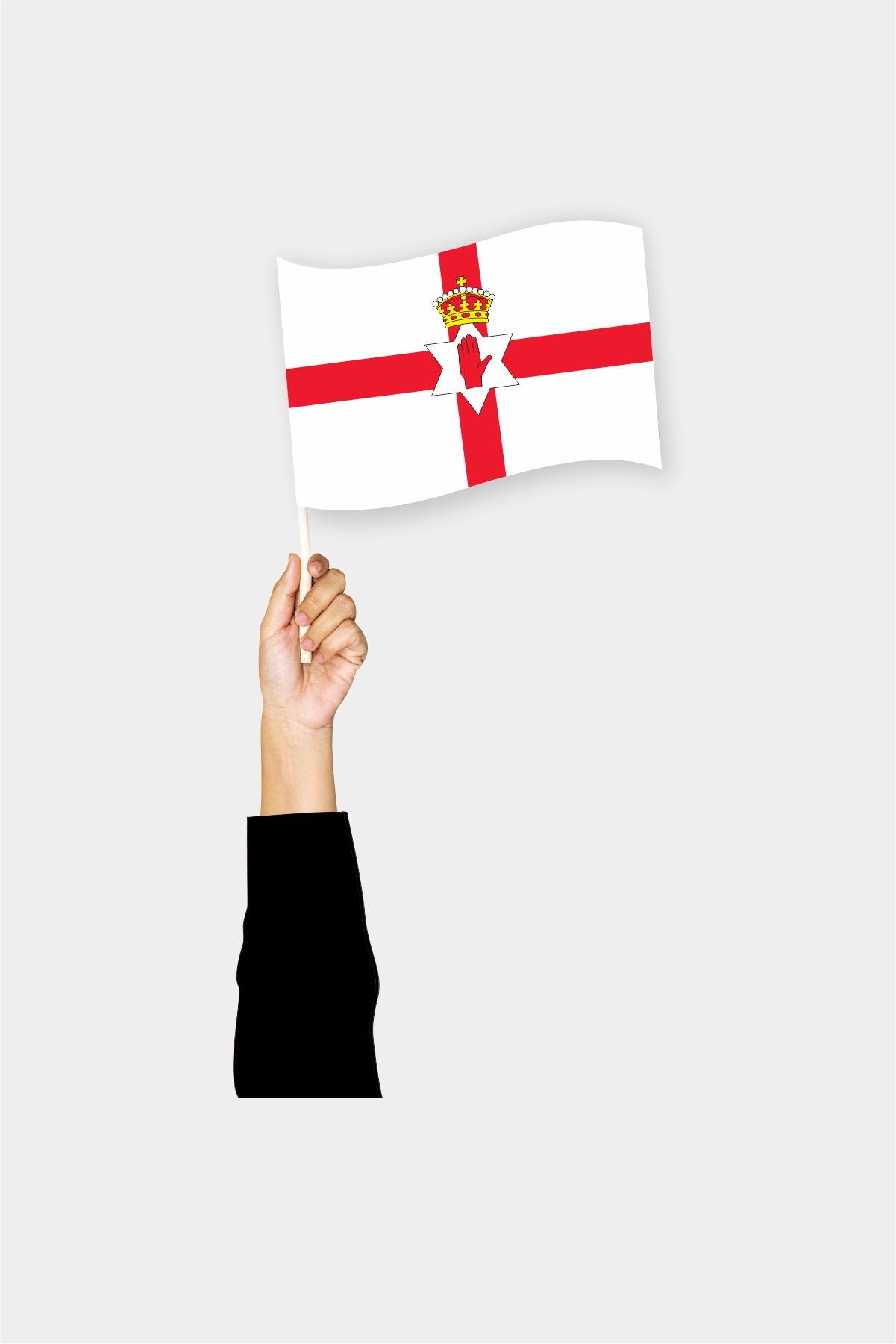 Northern Ireland handheld flag on stick - durable polyester country flag for events and parades