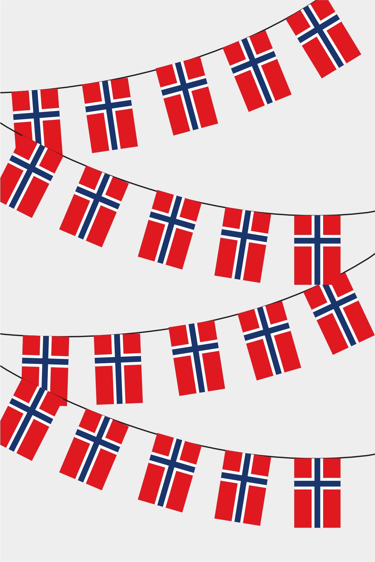 Norway Rectangular Flag Bunting - 50 Meters Premium String Flags for Party Decoration | Professional Quality Raschel Fabric