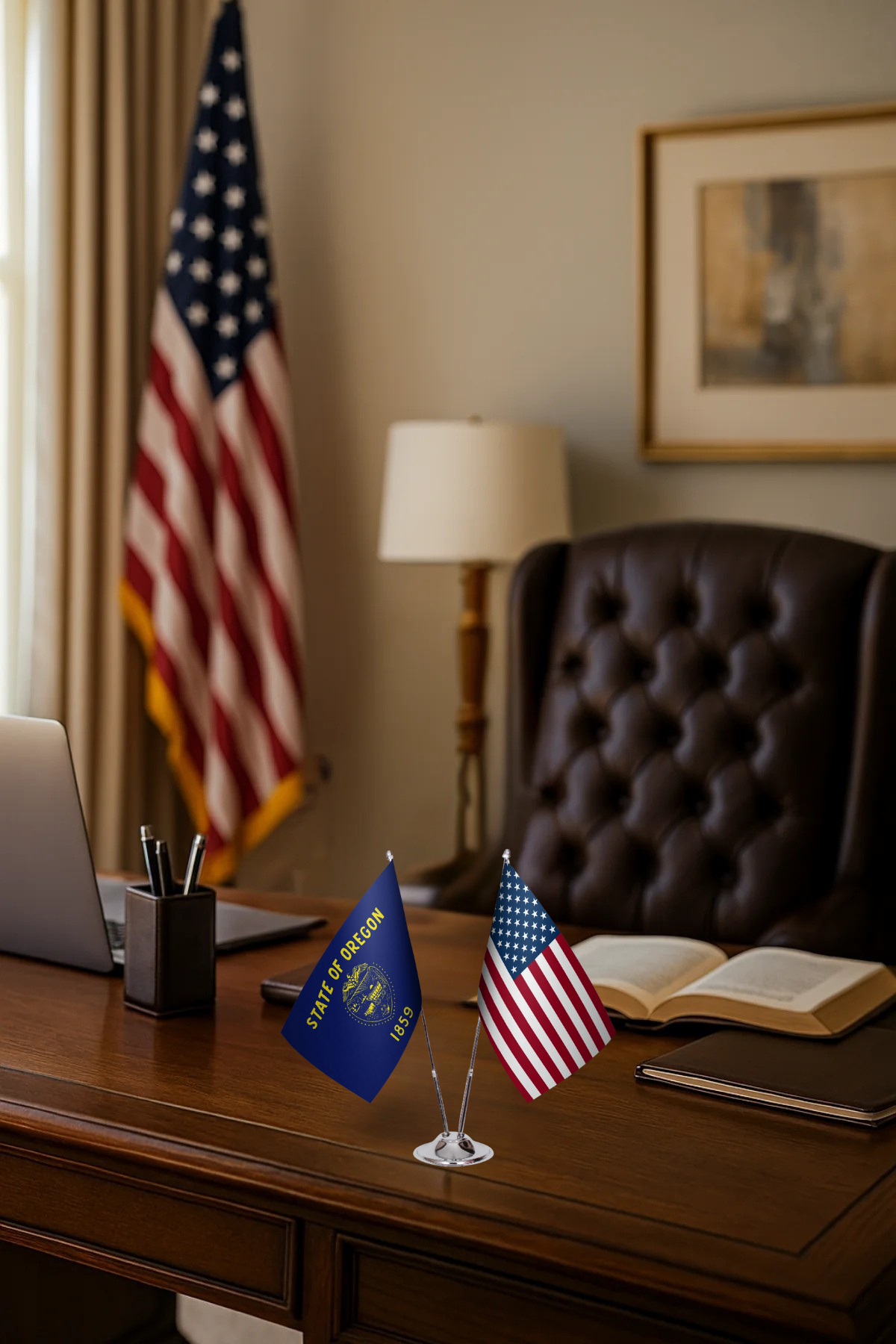 Oregon Gold Desk Flag