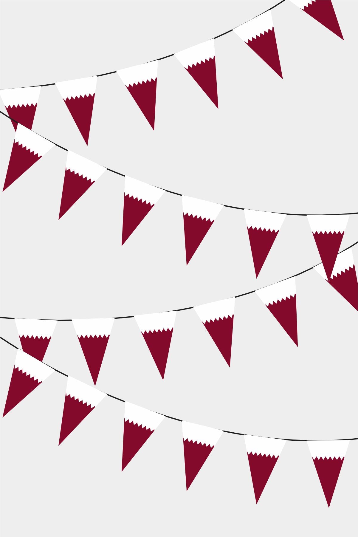 Qatar Triangular Flag Bunting - 50 Meters Premium Pennant Flags for Party Decoration | Professional Quality Raschel Fabric