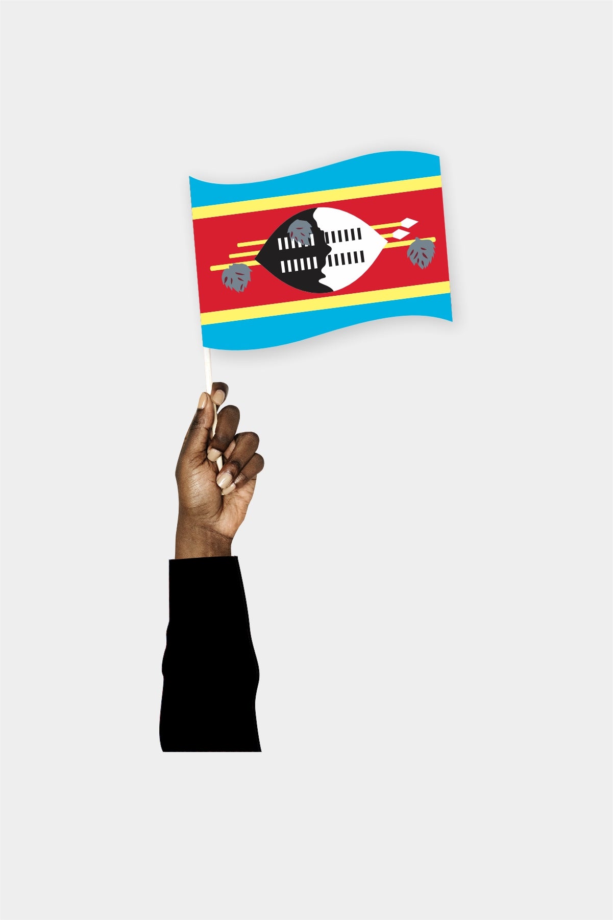Eswatini handheld flag on stick - durable polyester country flag for events and parades
