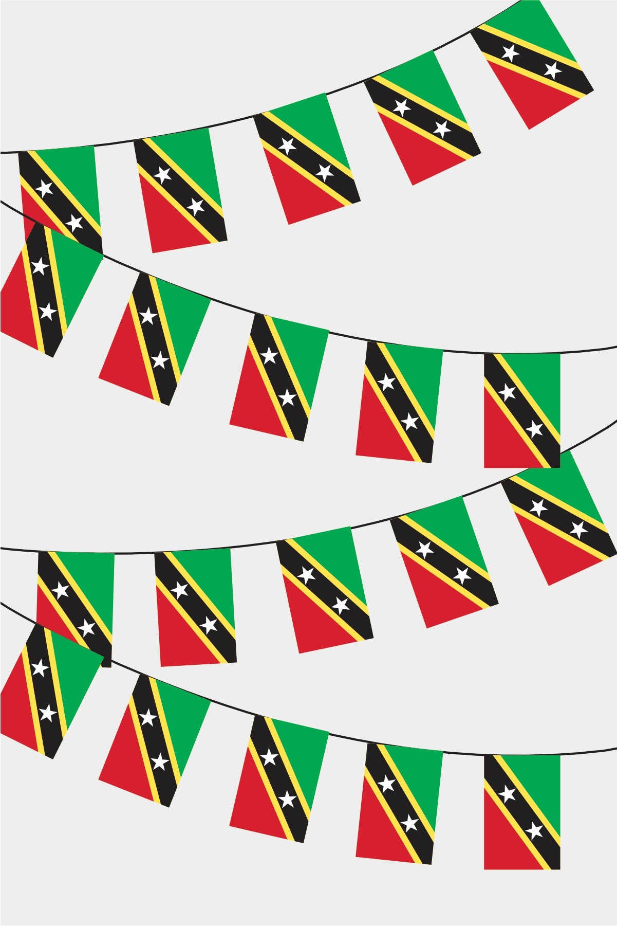 Saint Kitts and Nevis Rectangular Flag Bunting - 50 Meters Premium String Flags for Party Decoration | Professional Quality Raschel Fabric