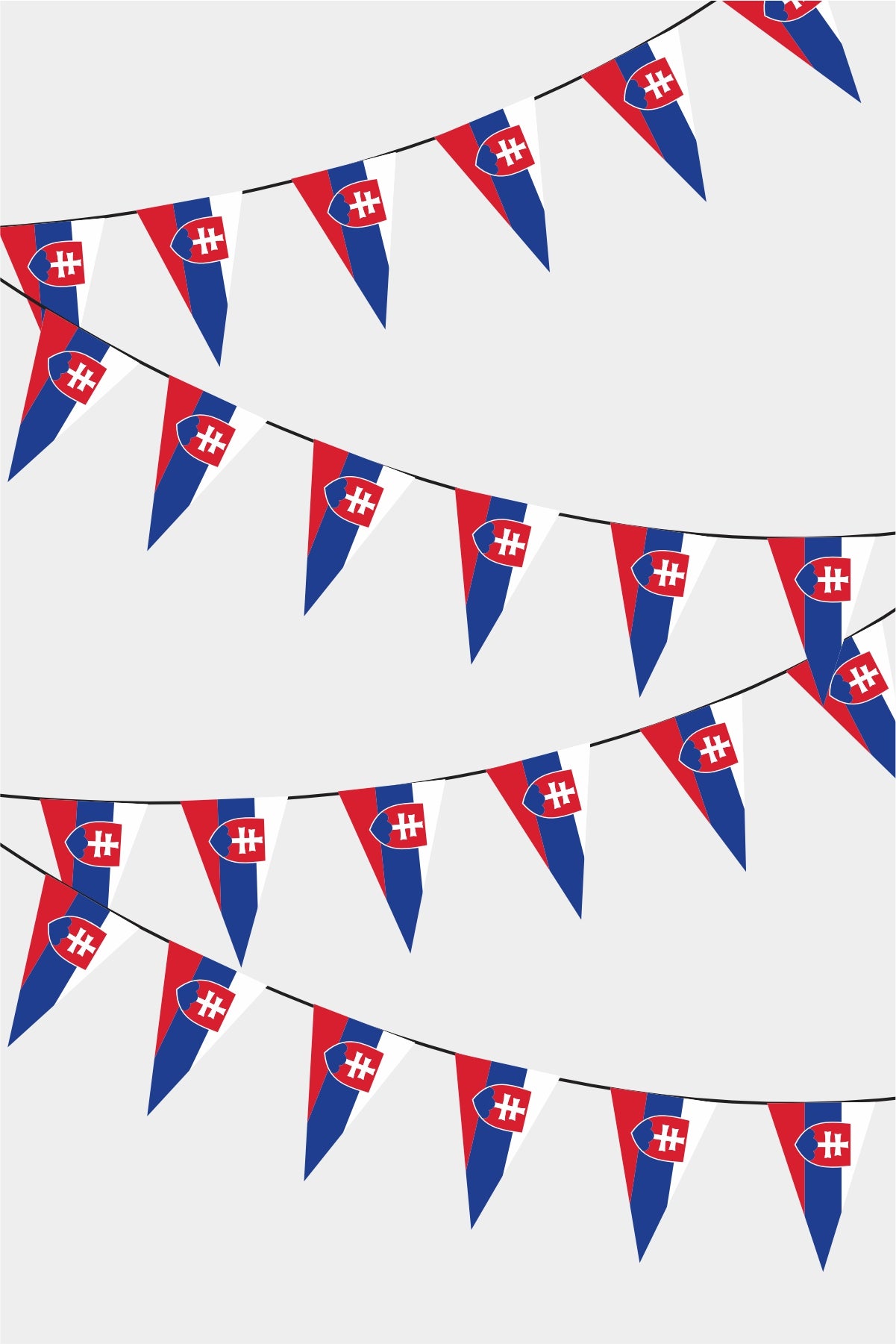 Slovakia Triangular Flag Bunting - 50 Meters Premium Pennant Flags for Party Decoration | Professional Quality Raschel Fabric