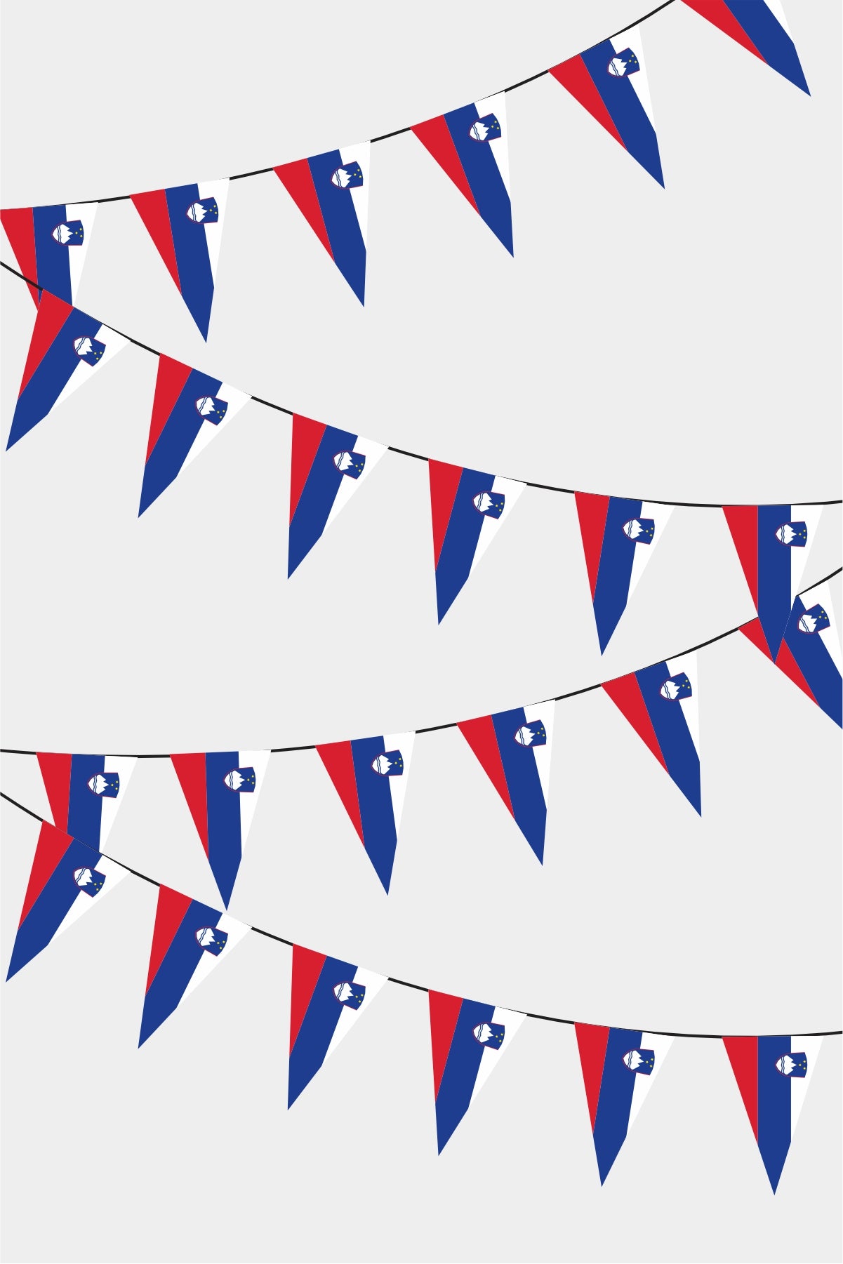 Slovenia Triangular Flag Bunting - 50 Meters Premium Pennant Flags for Party Decoration | Professional Quality Raschel Fabric