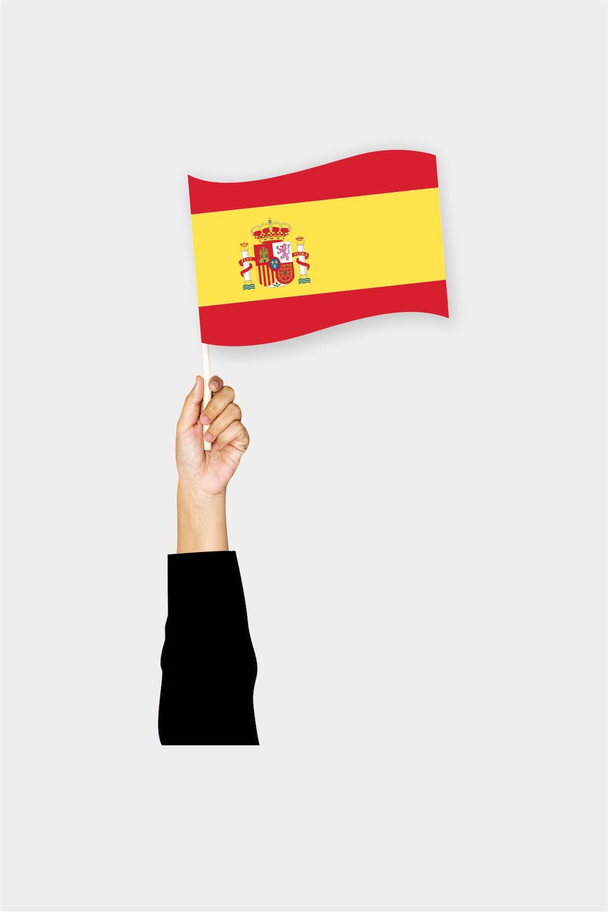 Spain handheld flag on stick - durable polyester country flag for events and parades