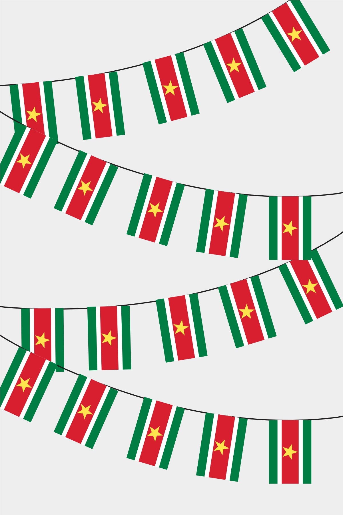 Suriname Rectangular Flag Bunting - 50 Meters Premium String Flags for Party Decoration | Professional Quality Raschel Fabric