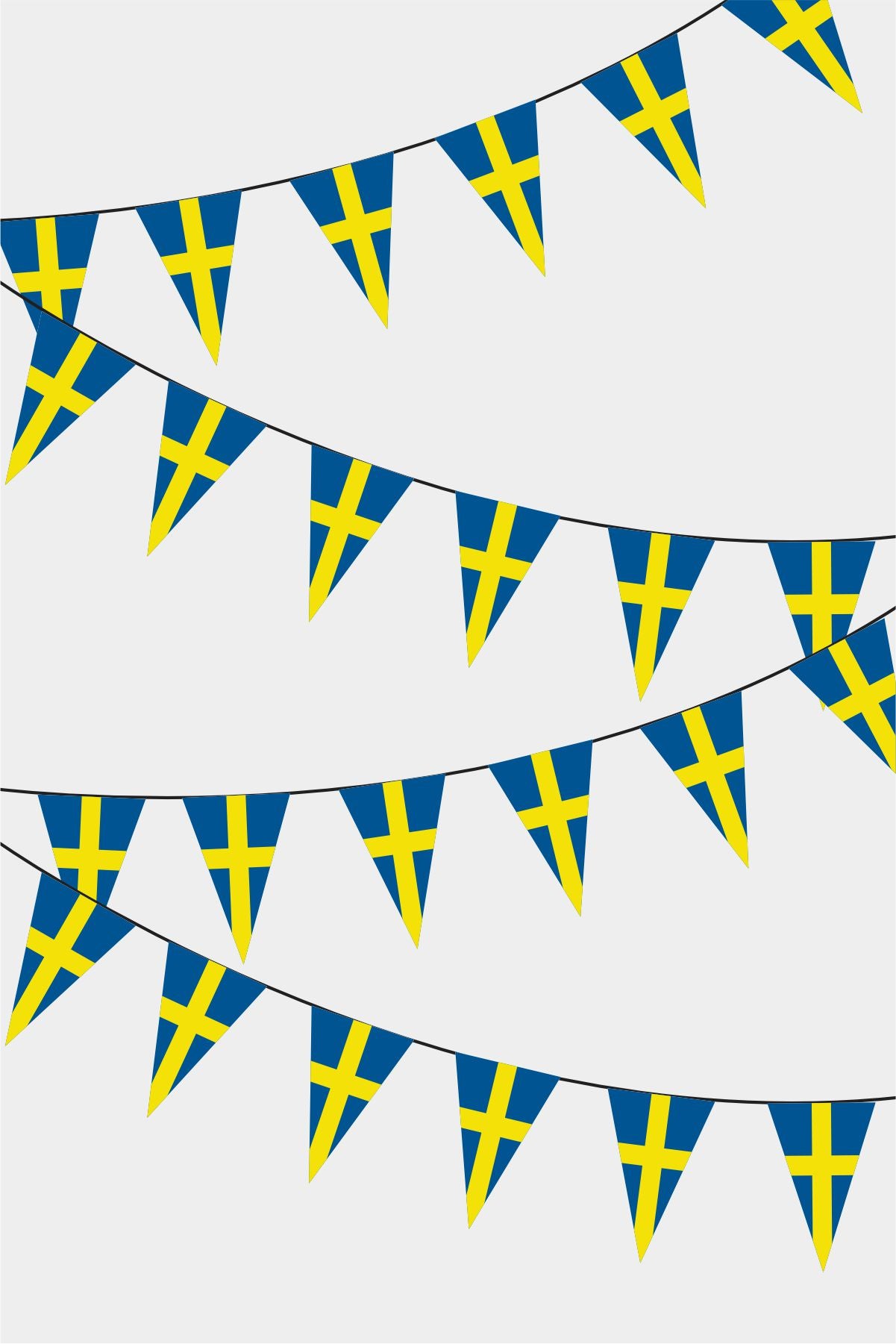Swedish Triangular Flag Bunting - 50 Meters Premium Pennant Flags for Party Decoration | Professional Quality Raschel Fabric