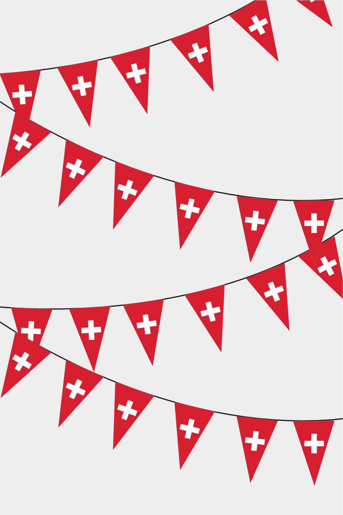 Switzerland Triangular Flag Bunting - 50 Meters Premium Pennant Flags for Party Decoration | Professional Quality Raschel Fabric