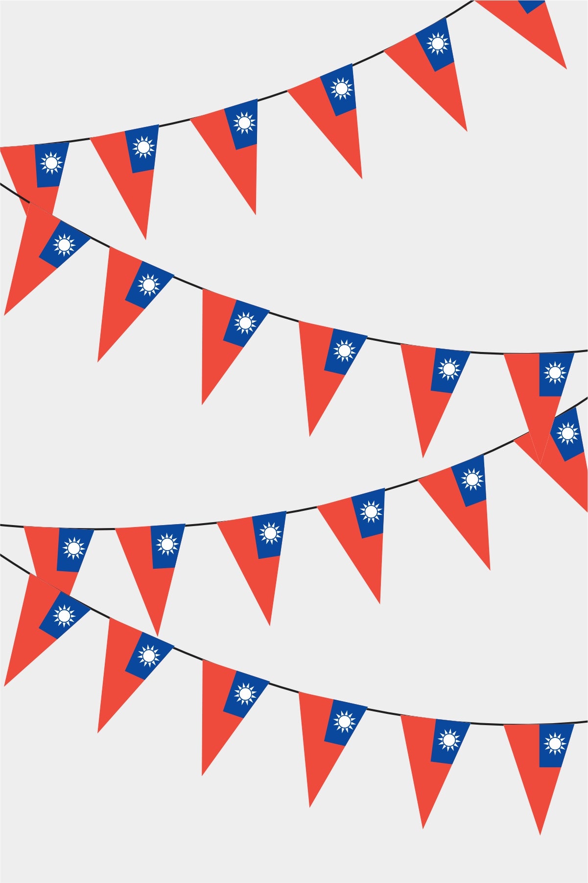 Taiwan Triangular Flag Bunting - 50 Meters Premium Pennant Flags for Party Decoration | Professional Quality Raschel Fabric