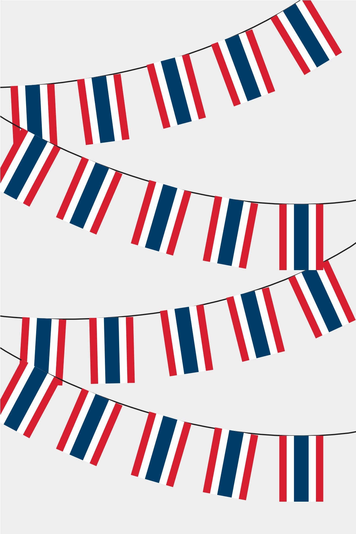 Thailand Rectangular Flag Bunting - 50 Meters Premium String Flags for Party Decoration | Professional Quality Raschel Fabric