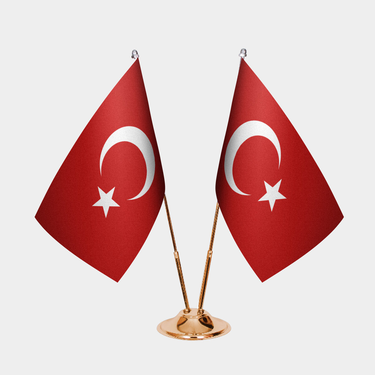 Turkey and Turkey desk flag set with gold pole and base
