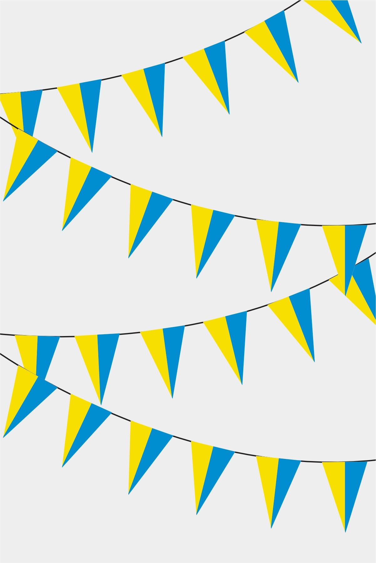 Ukrainian Triangular Flag Bunting - 50 Meters Premium Pennant Flags for Party Decoration | Professional Quality Raschel Fabric