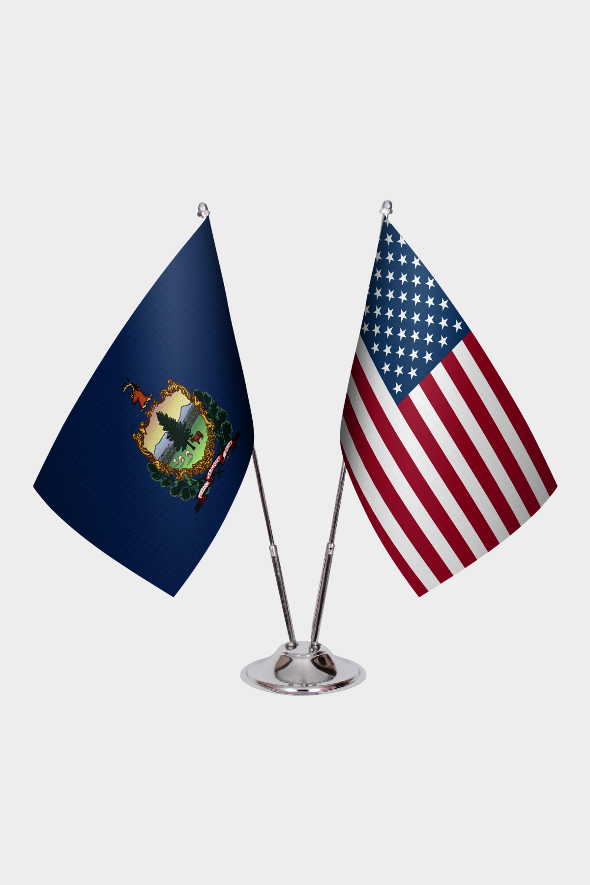 Vermont & U.S. Desk Flag Set — Double Satin
