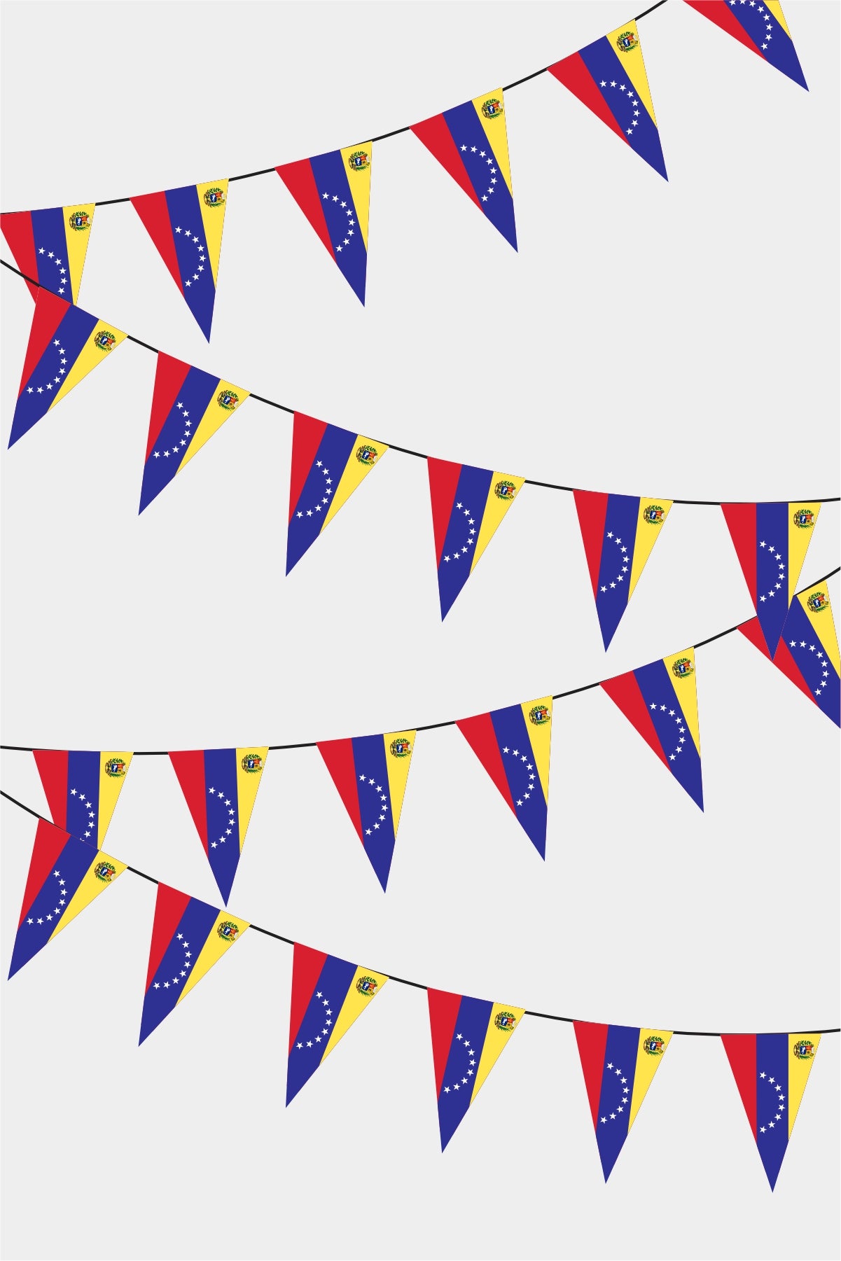 Venezuelan Triangular Flag Bunting - 50 Meters Premium Pennant Flags for Party Decoration | Professional Quality Raschel Fabric