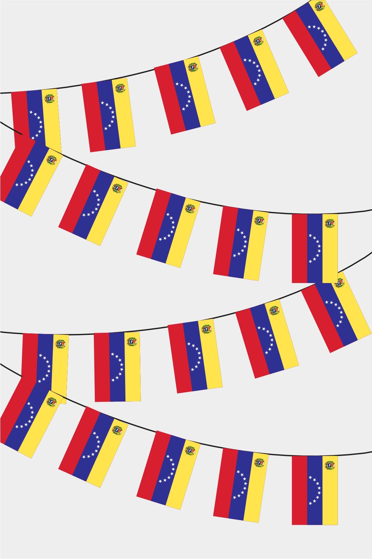 Venezuelan Rectangular Flag Bunting - 50 Meters Premium String Flags for Party Decoration | Professional Quality Raschel Fabric