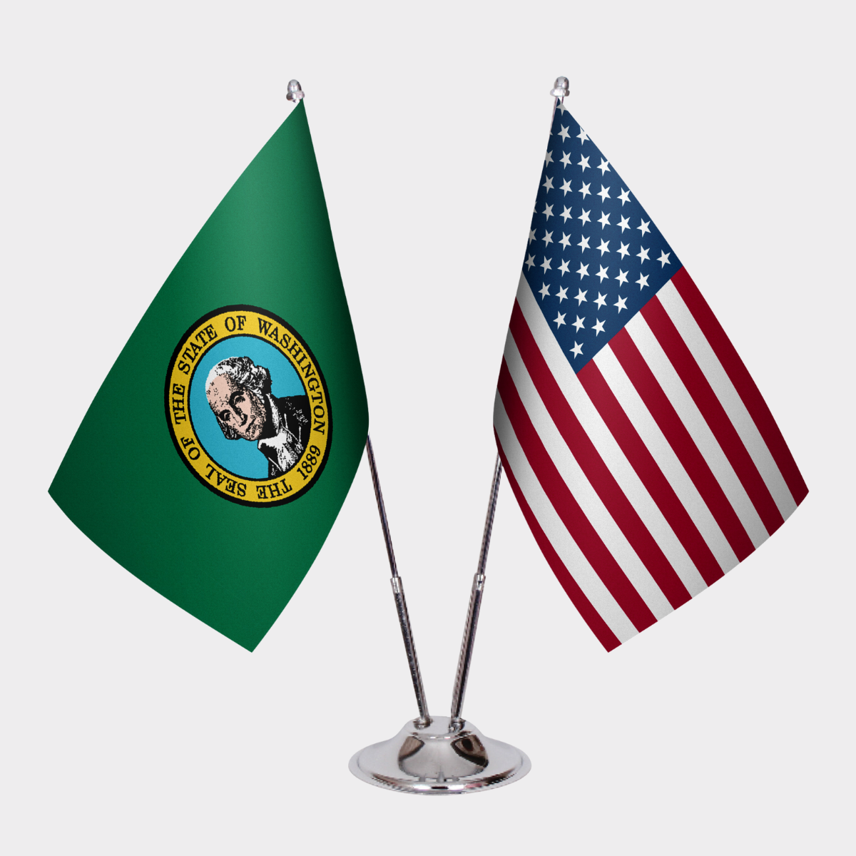 Washington & U.S. Desk Flag Set — Double Satin