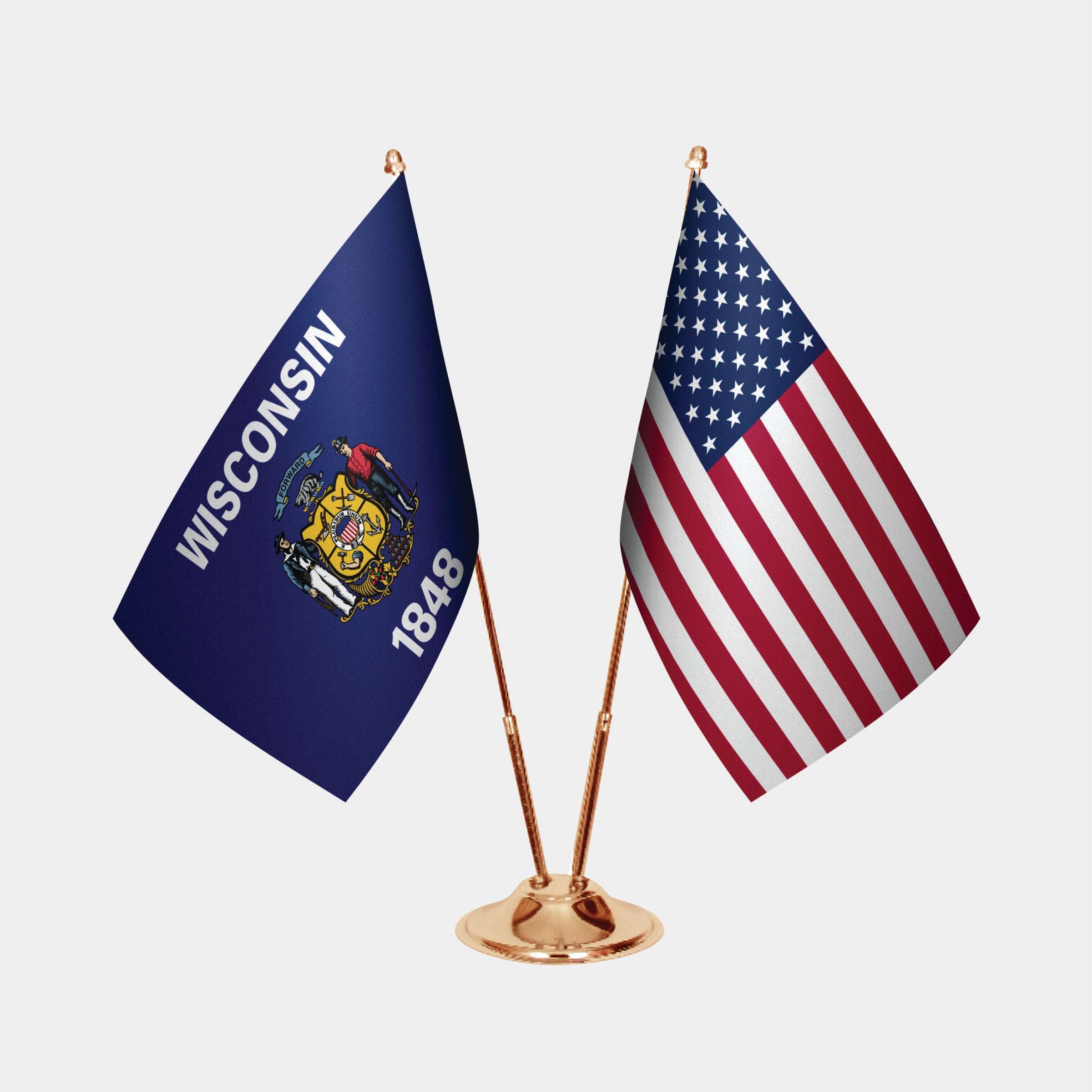 Wisconsin ve ABD Masa Bayrağı Seti