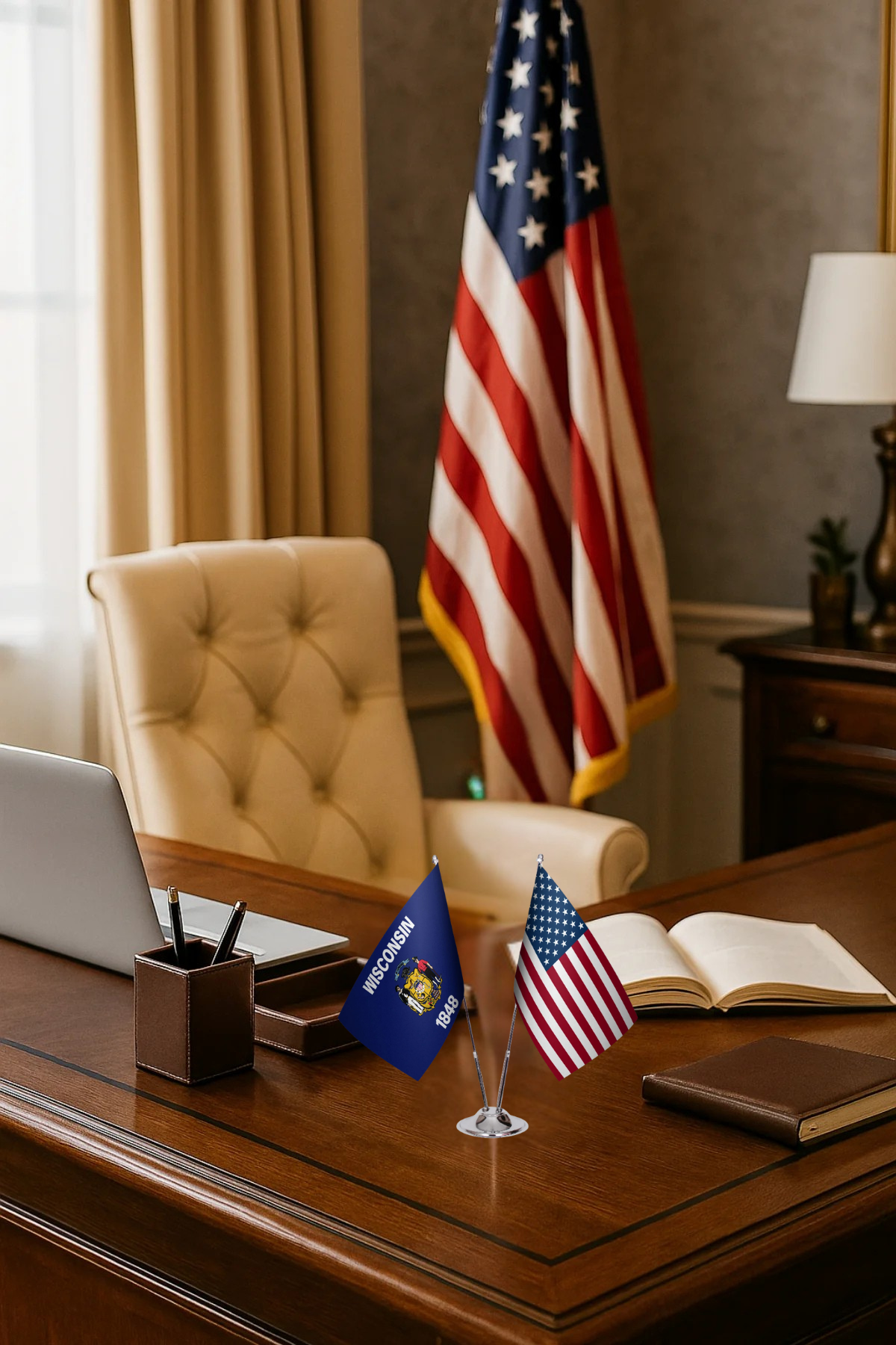 Wisconsin Gold Desk Flag