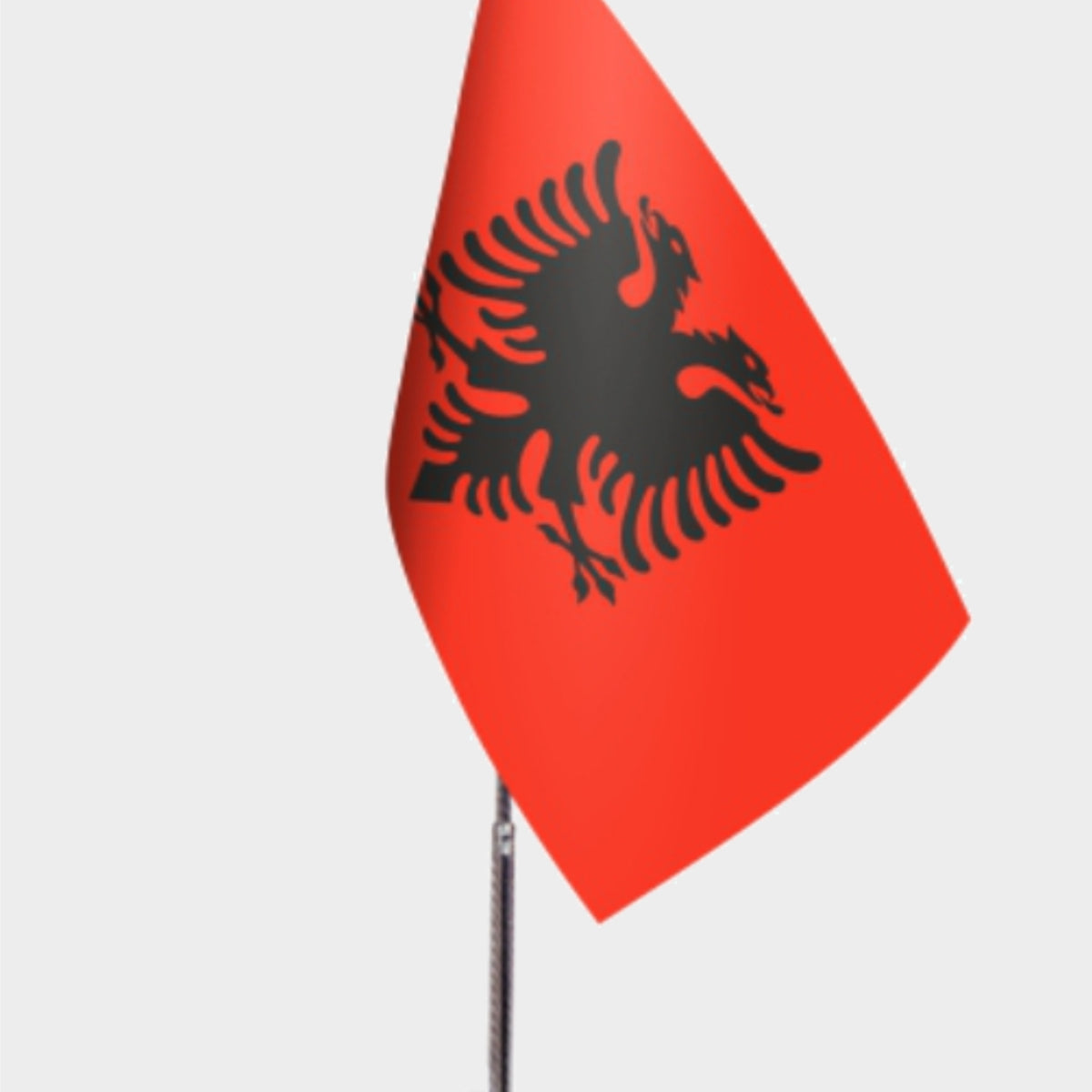 Albania Desk Flag - Premium Double-Layer Satin with Chrome L-Shaped Stand | Professional Quality Country Desk Flag for Government Offices and Institutions