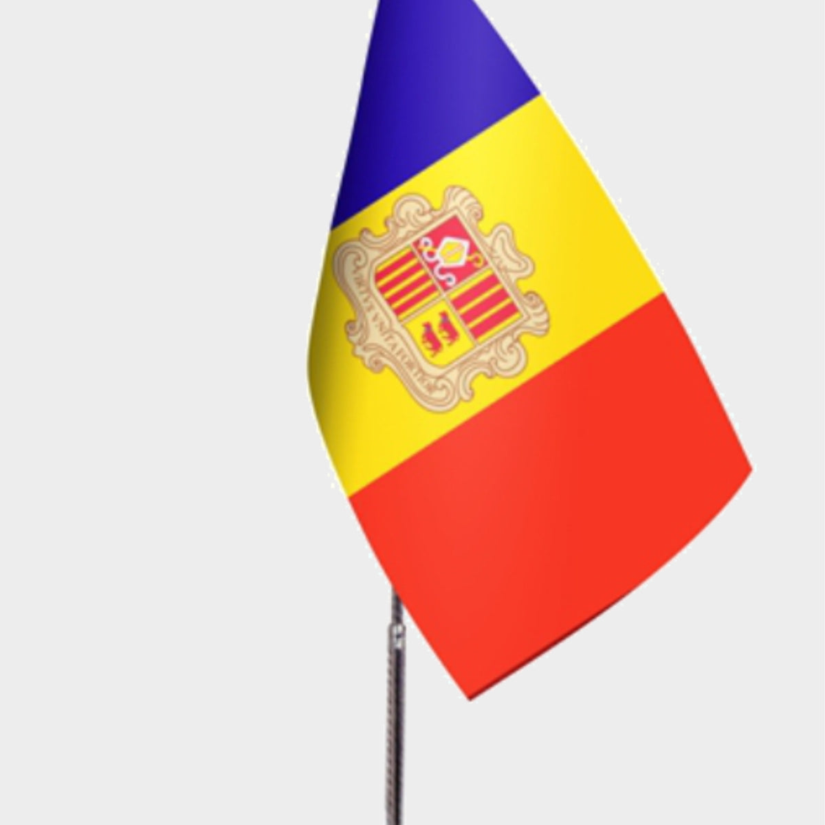 Andorra Desk Flag - Premium Double-Layer Satin with Chrome L-Shaped Stand | Professional Quality Country Desk Flag for Government Offices and Institutions