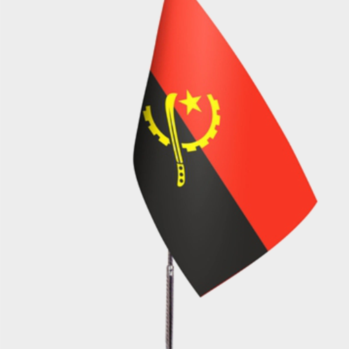 Angola Desk Flag - Premium Double-Layer Satin with Chrome L-Shaped Stand | Professional Quality Country Desk Flag for Government Offices and Institutions
