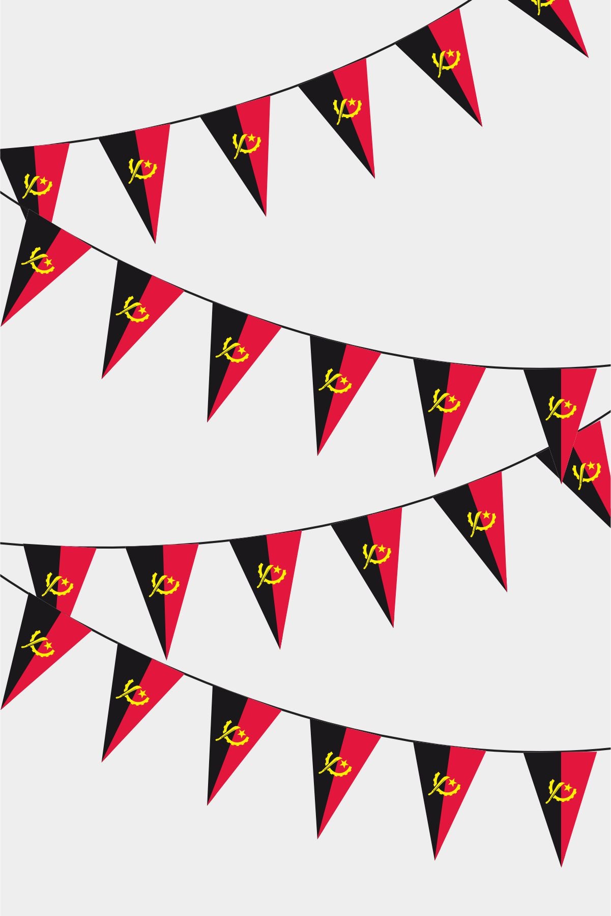 Angola Triangular Flag Bunting - 50 Meters Premium Pennant Flags for Party Decoration | Professional Quality Raschel Fabric
