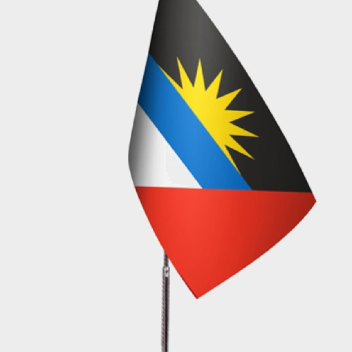 Antigua and Barbuda Desk Flag - Premium Double-Layer Satin with Chrome L-Shaped Stand | Professional Quality Country Desk Flag for Government Offices and Institutions