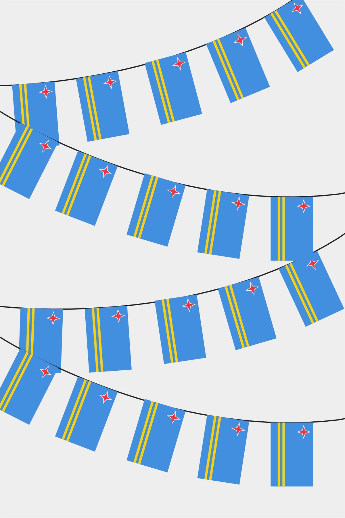 Aruba Rectangular Flag Bunting - 50 Meters Premium String Flags for Party Decoration | Professional Quality Raschel Fabric