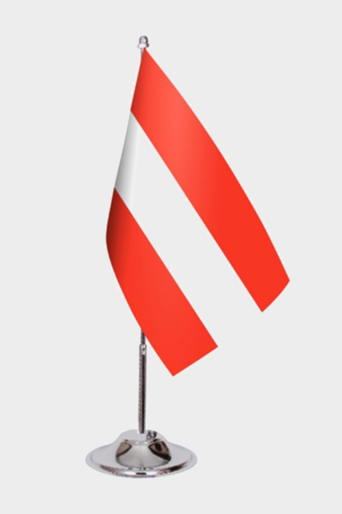 Austria Desk Flag - Premium Double-Layer Satin with Chrome L-Shaped Stand | Professional Quality Country Desk Flag for Government Offices and Institutions