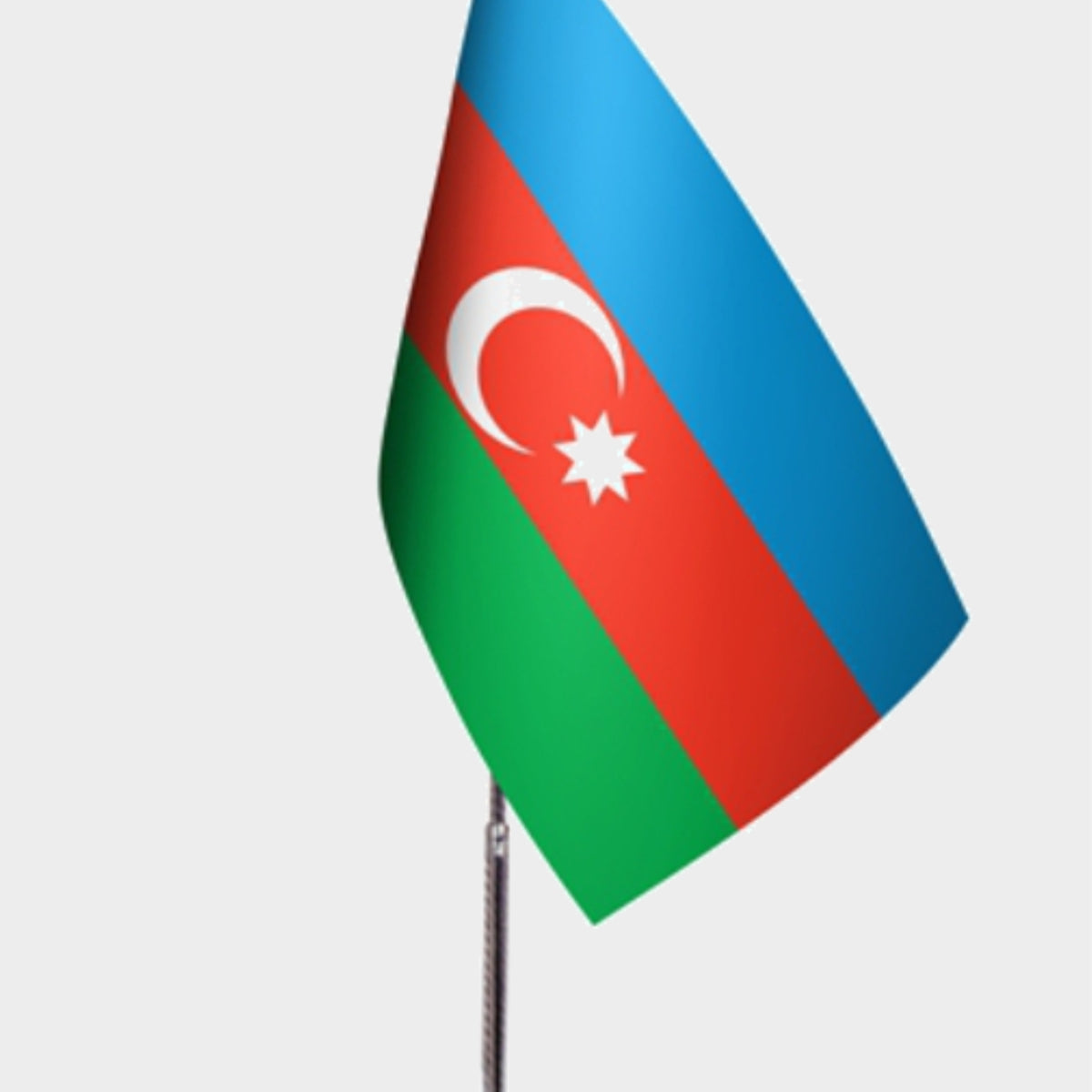 Azerbaijan Desk Flag - Premium Double-Layer Satin with Chrome L-Shaped Stand | Professional Quality Country Desk Flag for Government Offices and Institutions