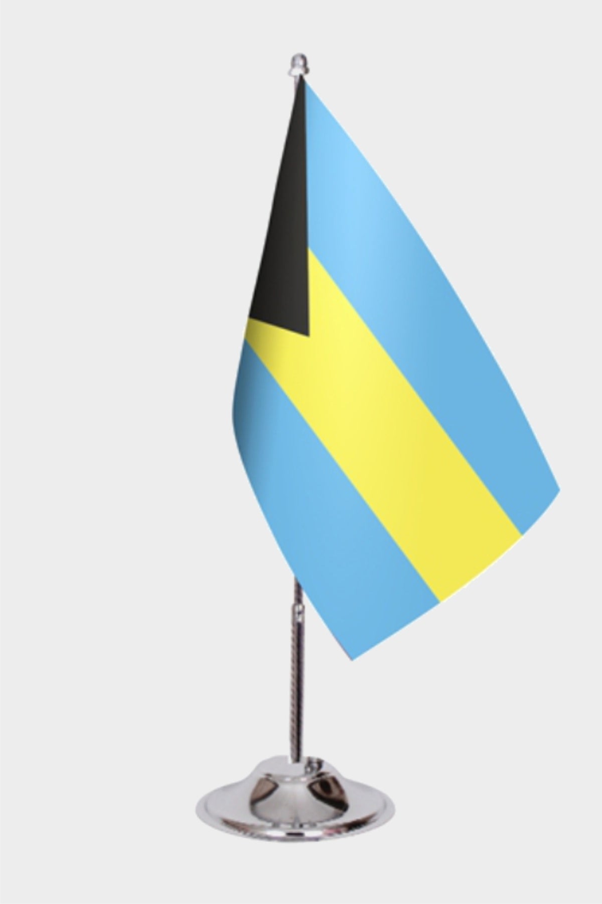 Bahama Desk Flag - Premium Double-Layer Satin with Chrome L-Shaped Stand | Professional Quality Country Desk Flag for Government Offices and Institutions