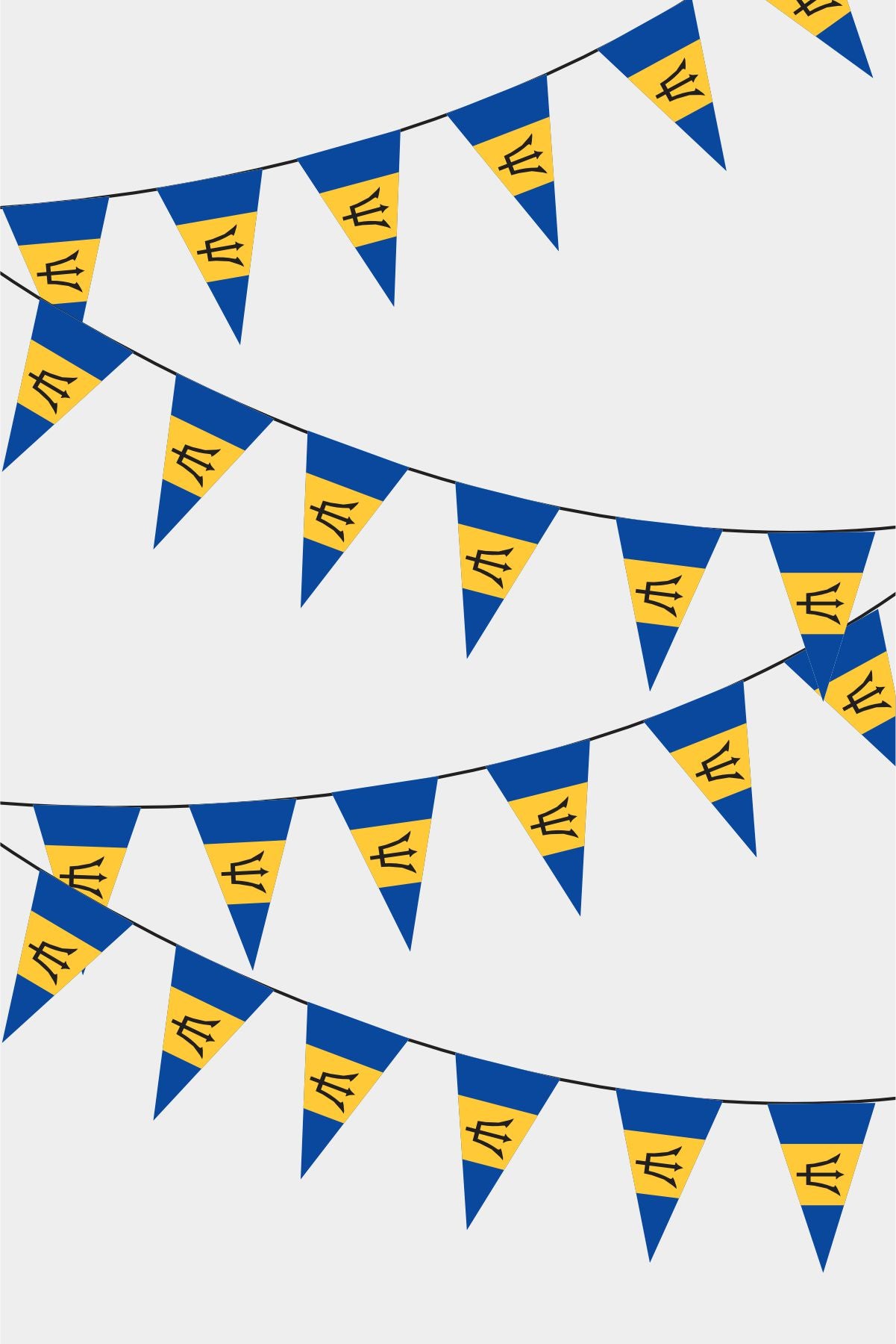 Barbados Triangular Flag Bunting - 50 Meters Premium Pennant Flags for Party Decoration | Professional Quality Raschel Fabric