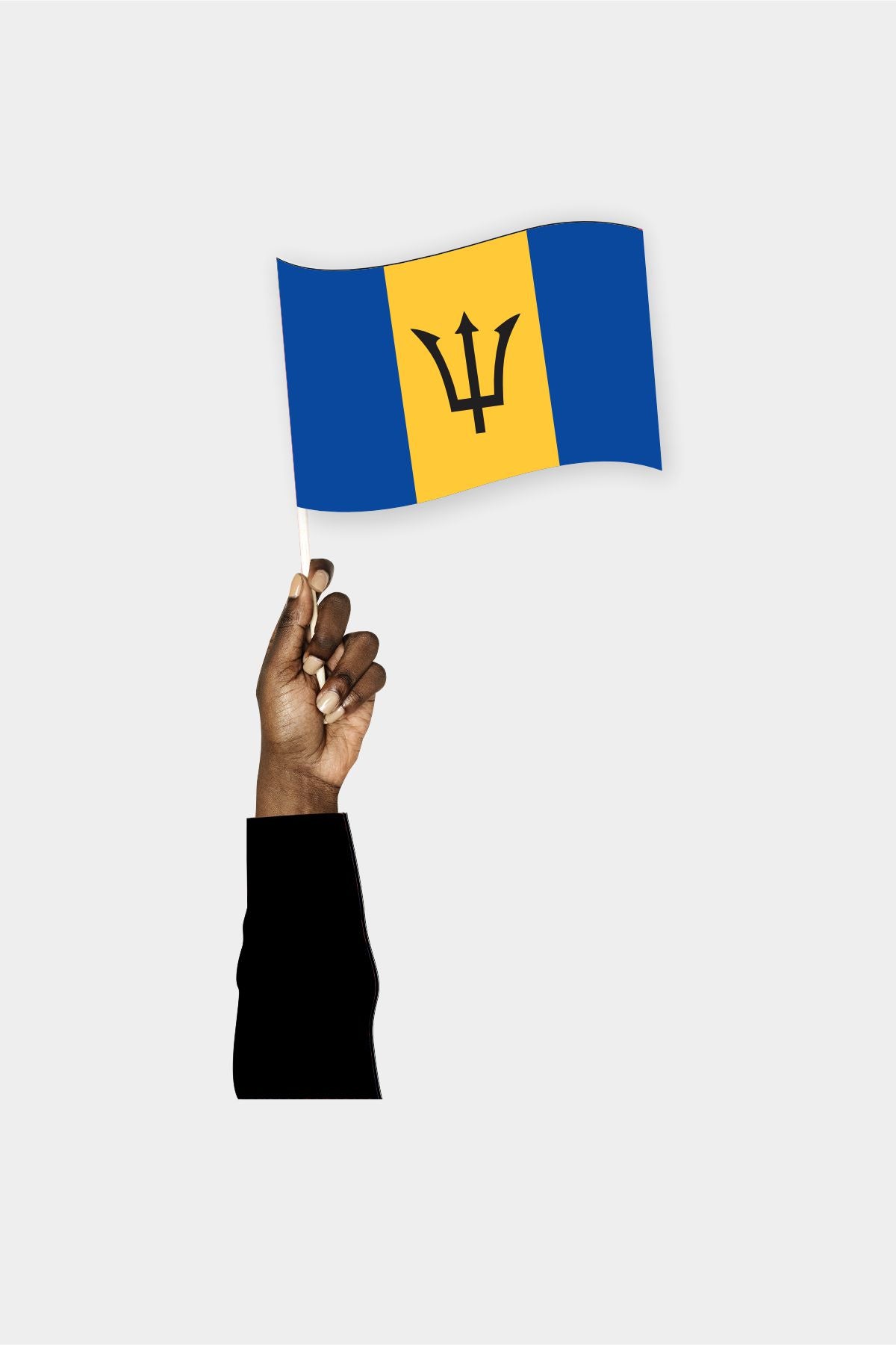Barbados handheld flag on stick - durable polyester country flag for events and parades