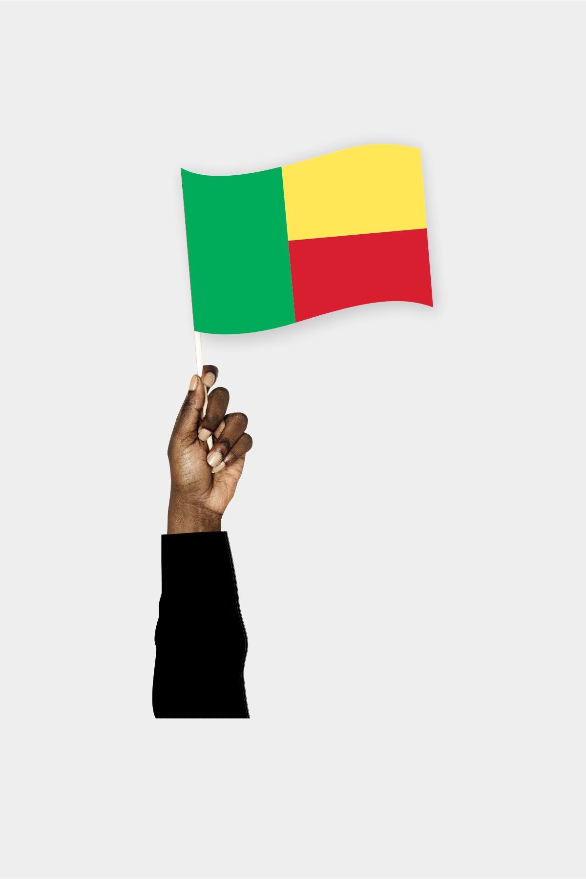 Benin handheld flag on stick - durable polyester country flag for events and parades