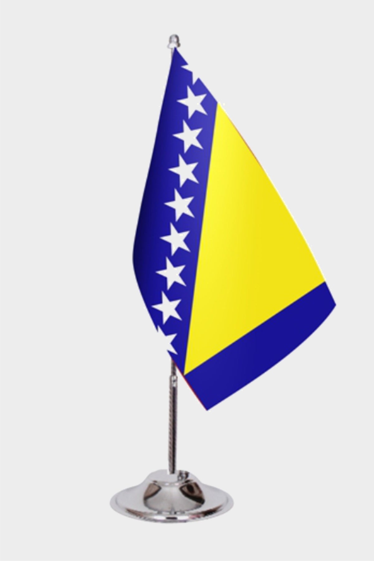 Bosna and Herzegovina Desk Flag - Premium Double-Layer Satin with Chrome L-Shaped Stand | Professional Quality Country Desk Flag for Government Offices and Institutions