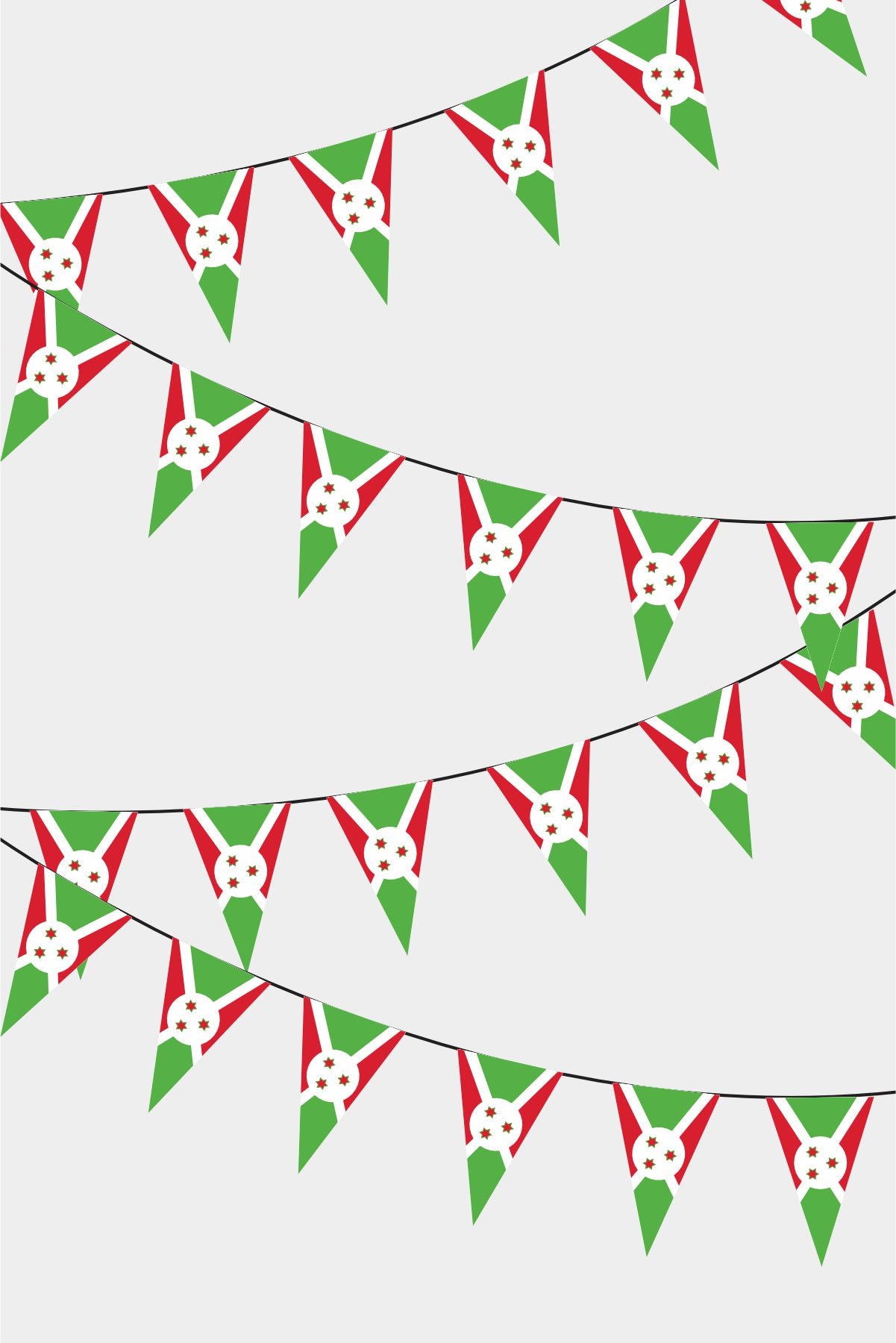 Burundi Triangular Flag Bunting - 50 Meters Premium Pennant Flags for Party Decoration | Professional Quality Raschel Fabric